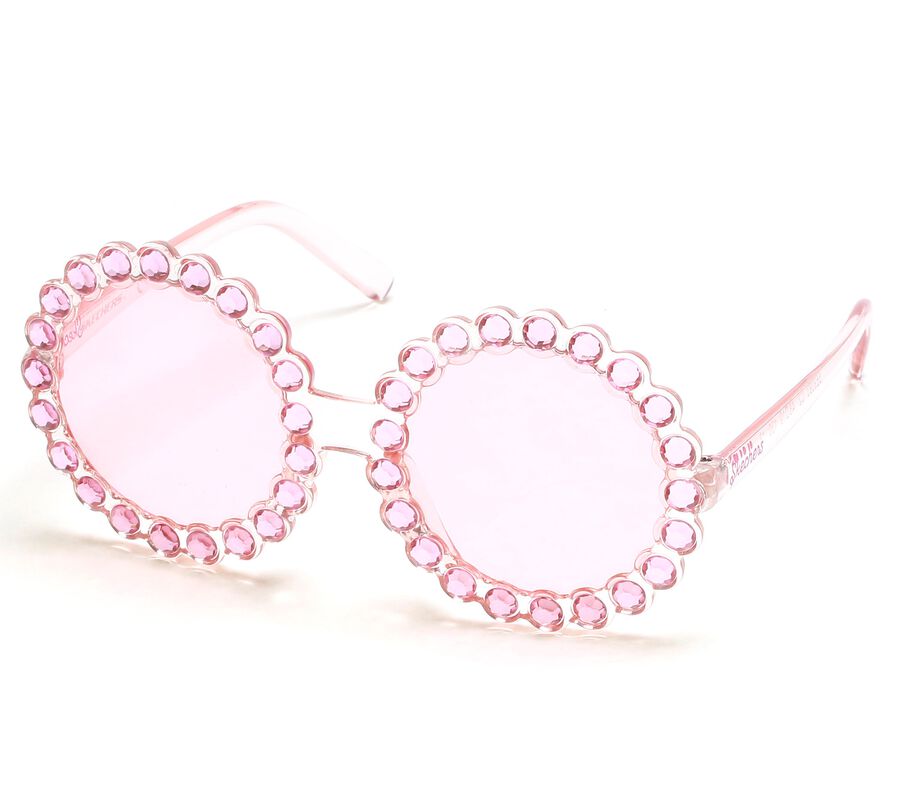 Round Rhinestone Sunglasses, PINK, largeimage number 0