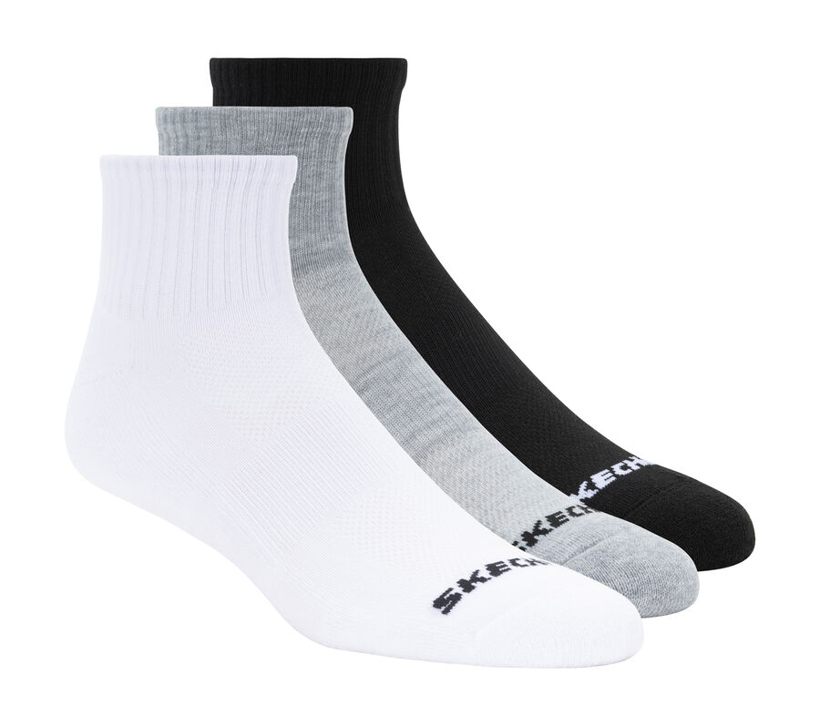 3 Pack Quarter Crew Sport Socks, BLACK / WHITE / GRAY, largeimage number 0