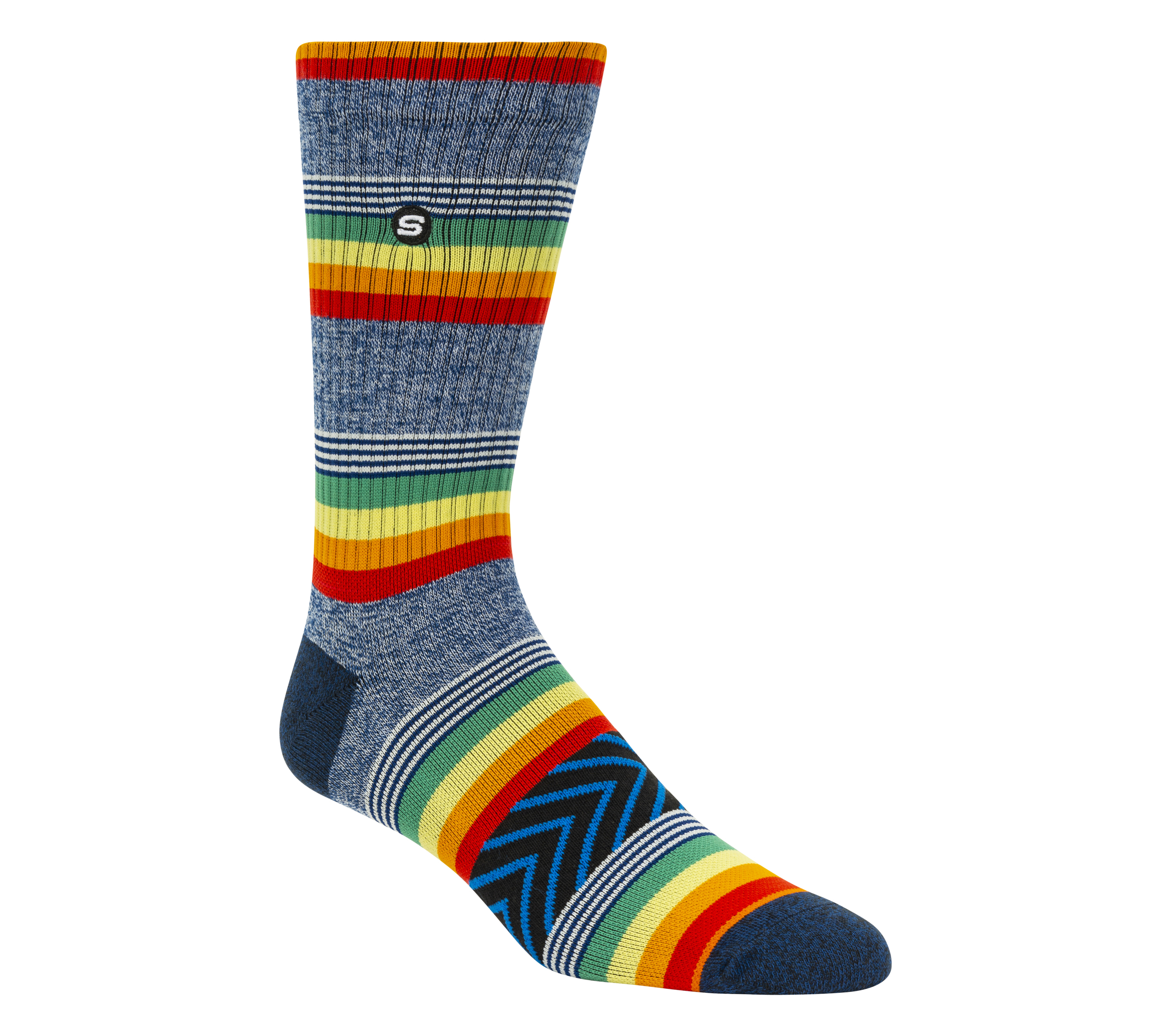 Skechers 1 Pack Retro Stripes Crew Sock, talla Grande