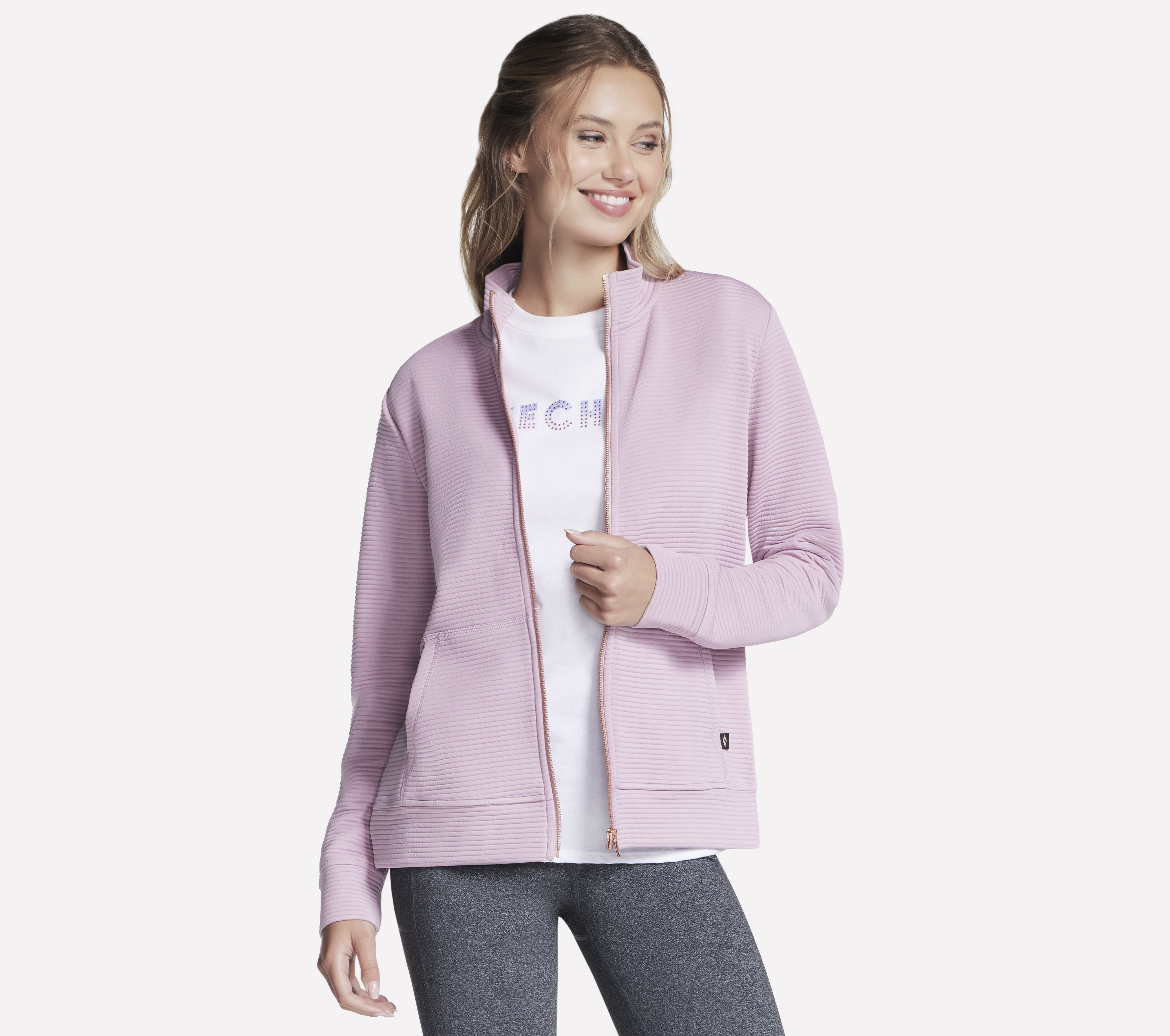 Skechers The Hoodless sudadera GO WALK Everywhere chaqueta en Rosa/Lavanda, talla Grande