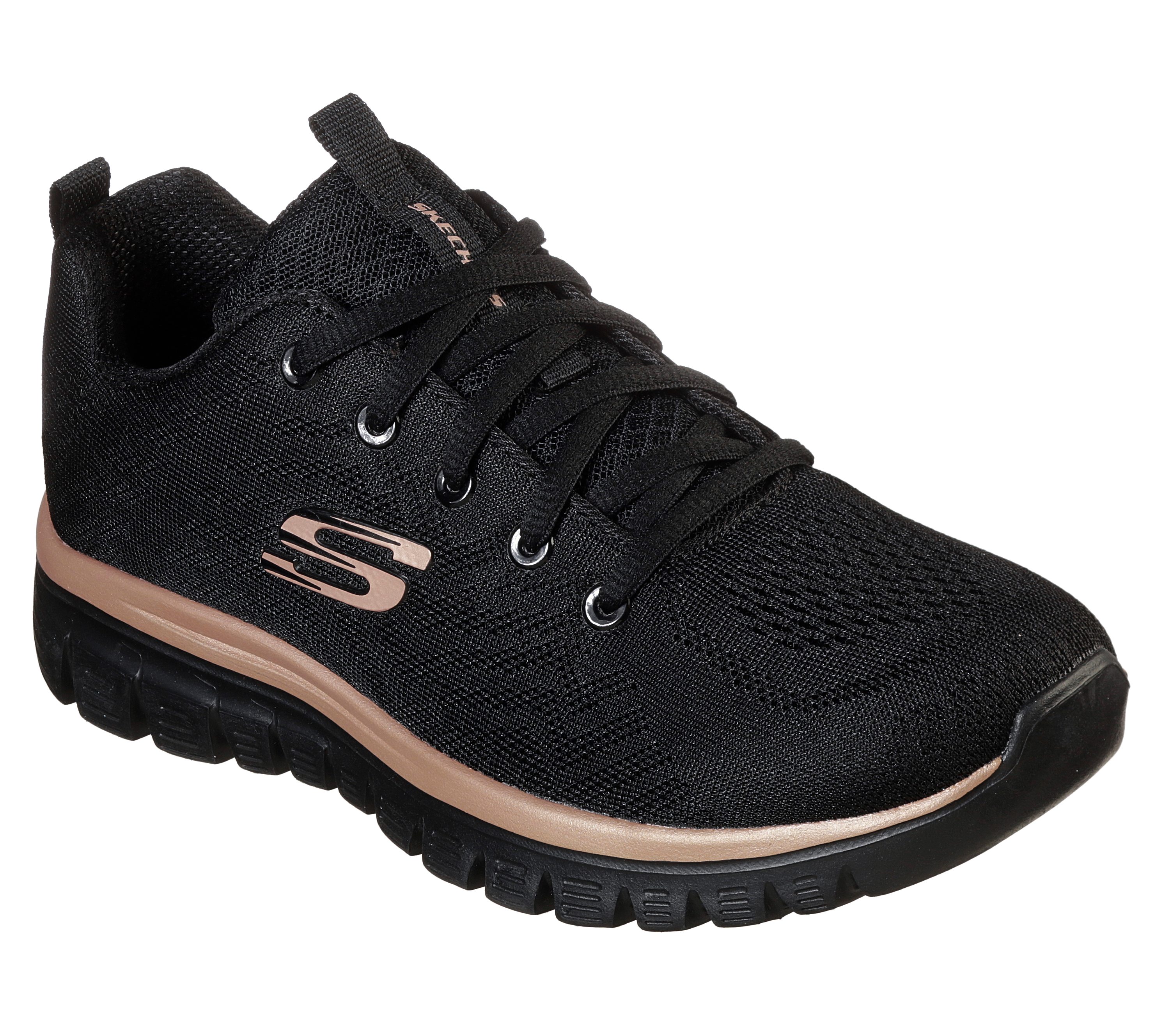 Skechers Graceful - Get Connected en Negro/Oro Rosa, talla 41, Vegan