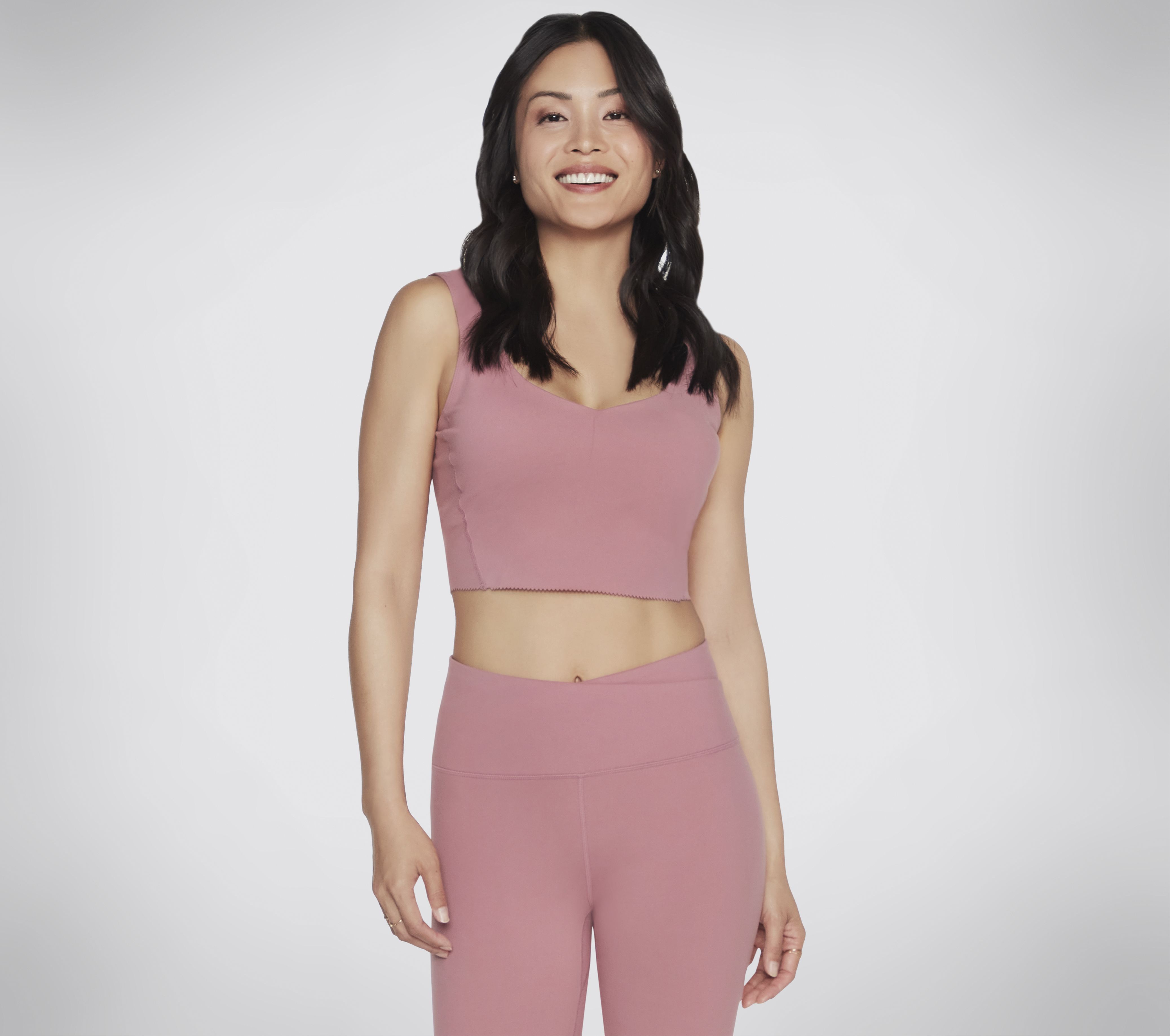 Skechers GOSCULPT Scalloped Longline Bra en Mauve, talla XL