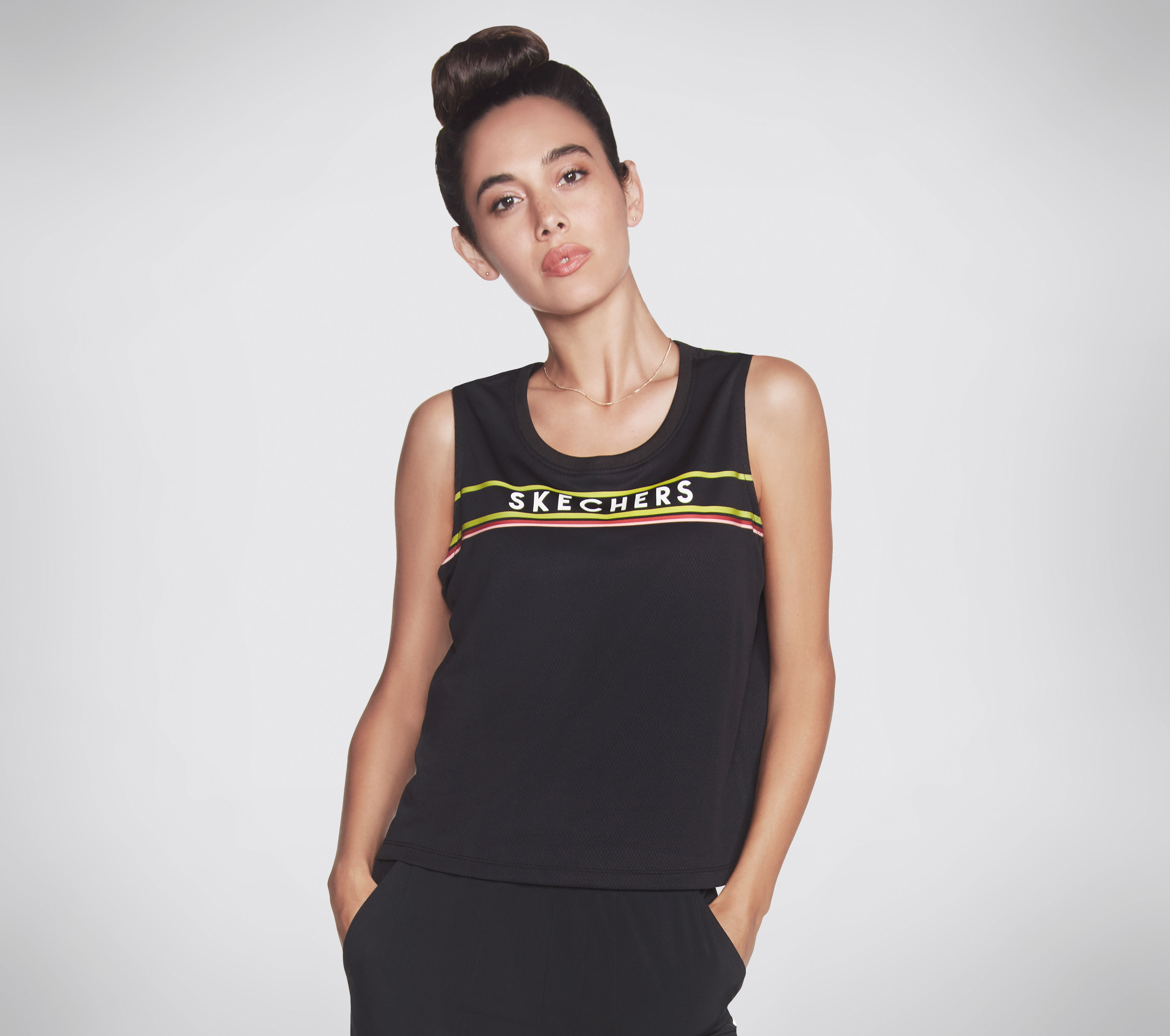 Skechers Apparel Festive Mesh Tank Top en Negro, talla Media