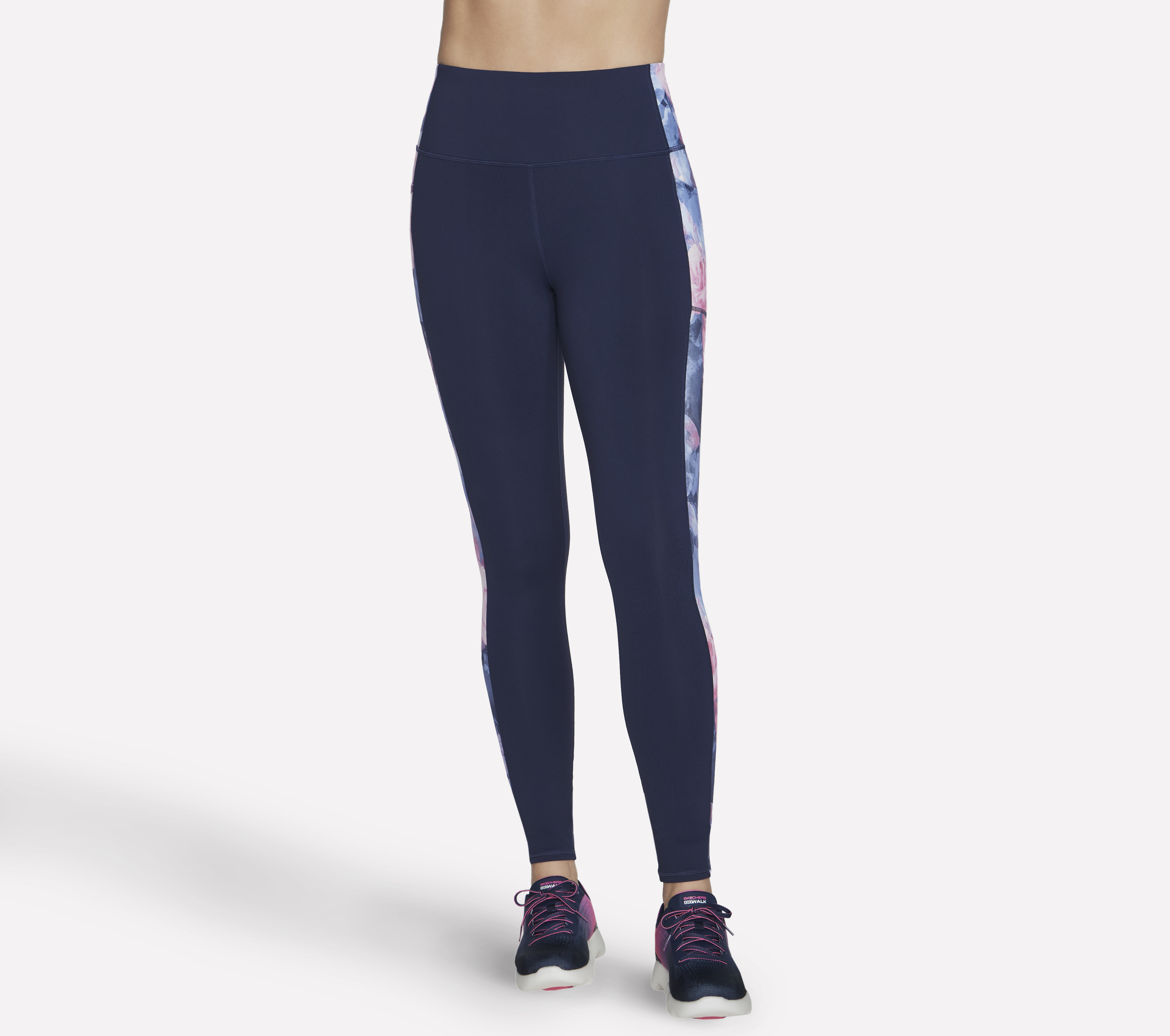 Skechers GO WALK High Waist FL Summer Rose Legging en Navy/Rosa Caliente, talla Media