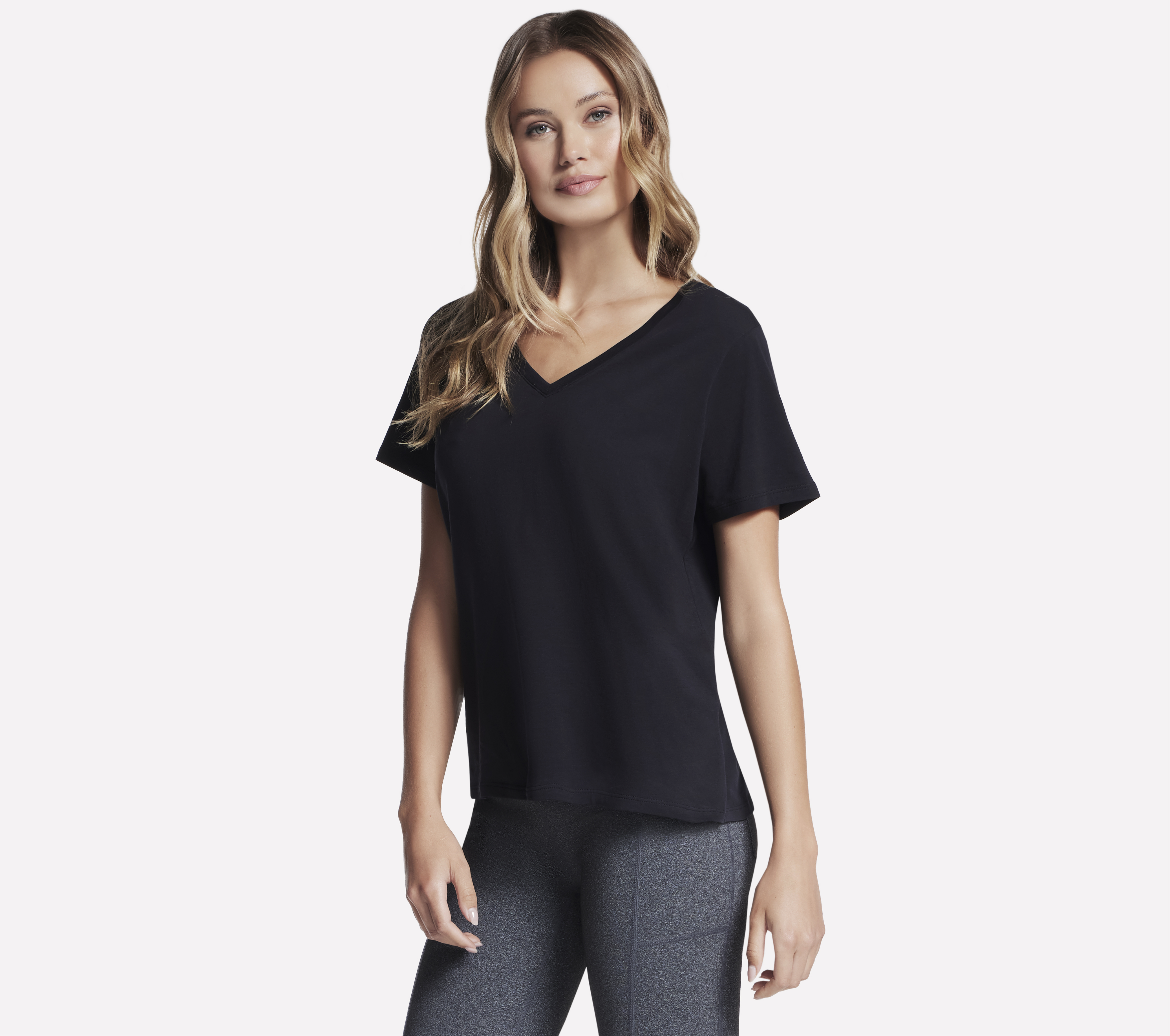 Skechers Pima V-Neck camiseta en Negro, talla XL