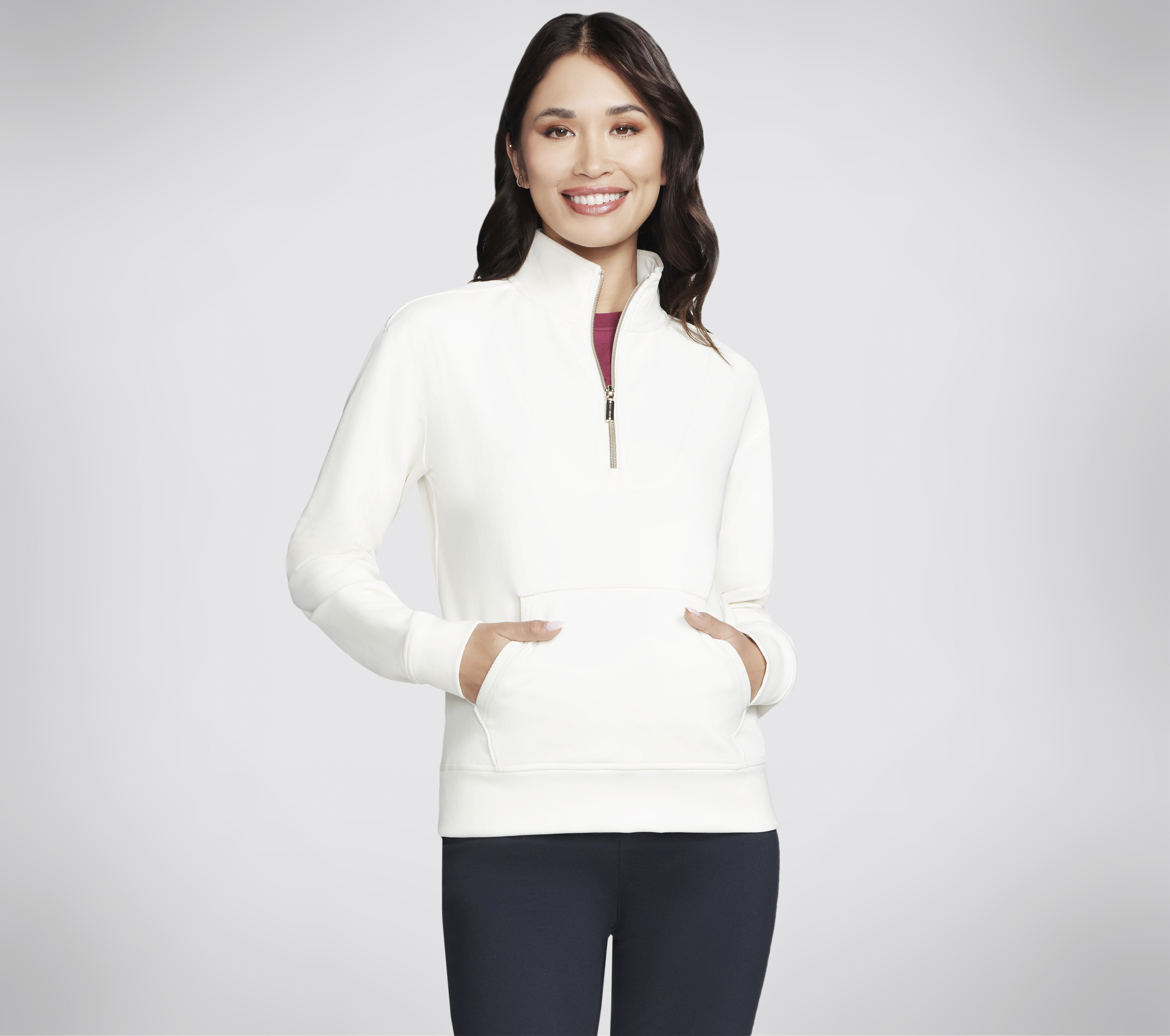 Skechers GO LUXE Rib 1/4 Zip en Rota Blanca, talla XS