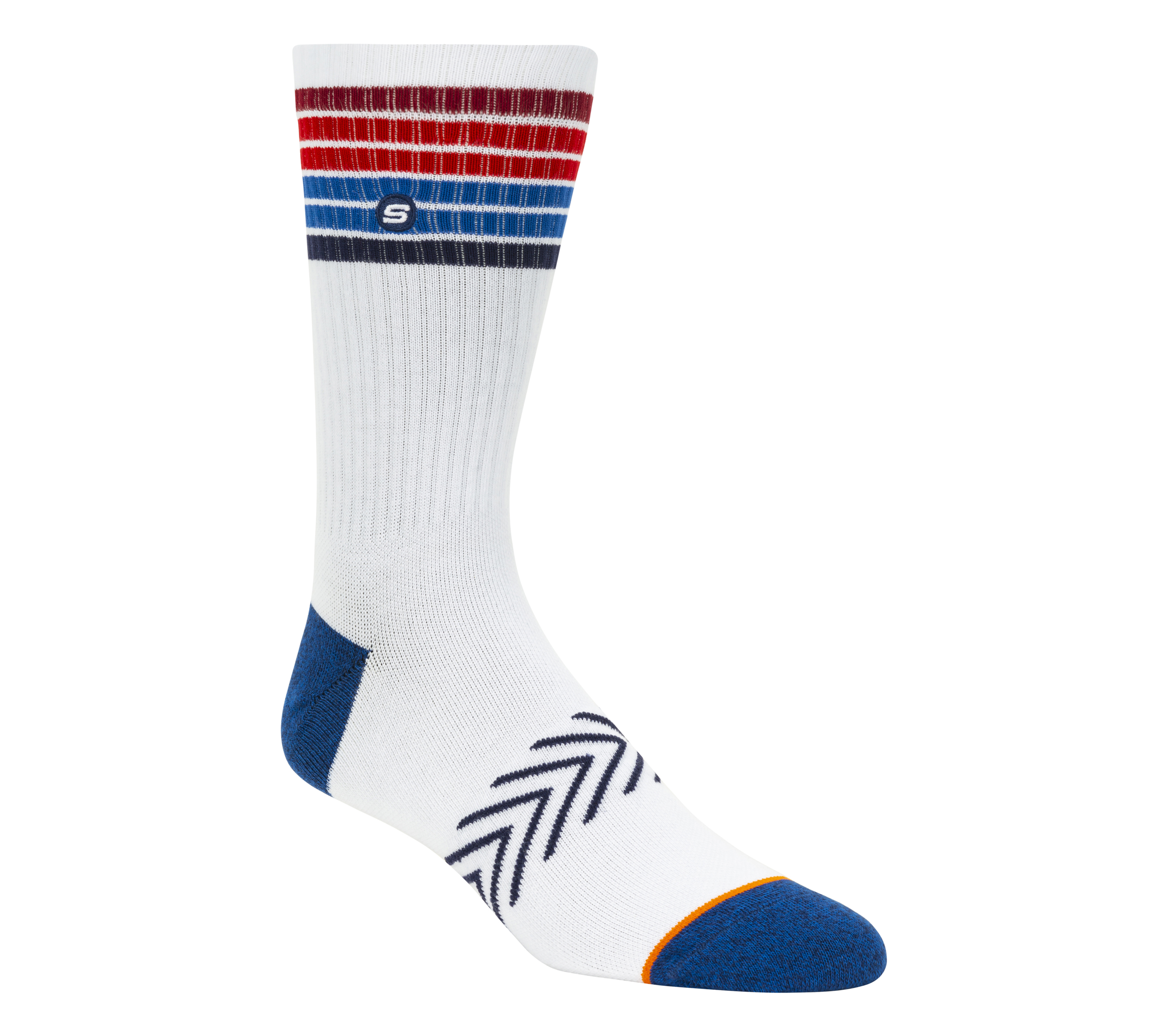 Skechers 1 Pack Americana Stripe Crew medias o calcetines? en Blanca, talla Grande