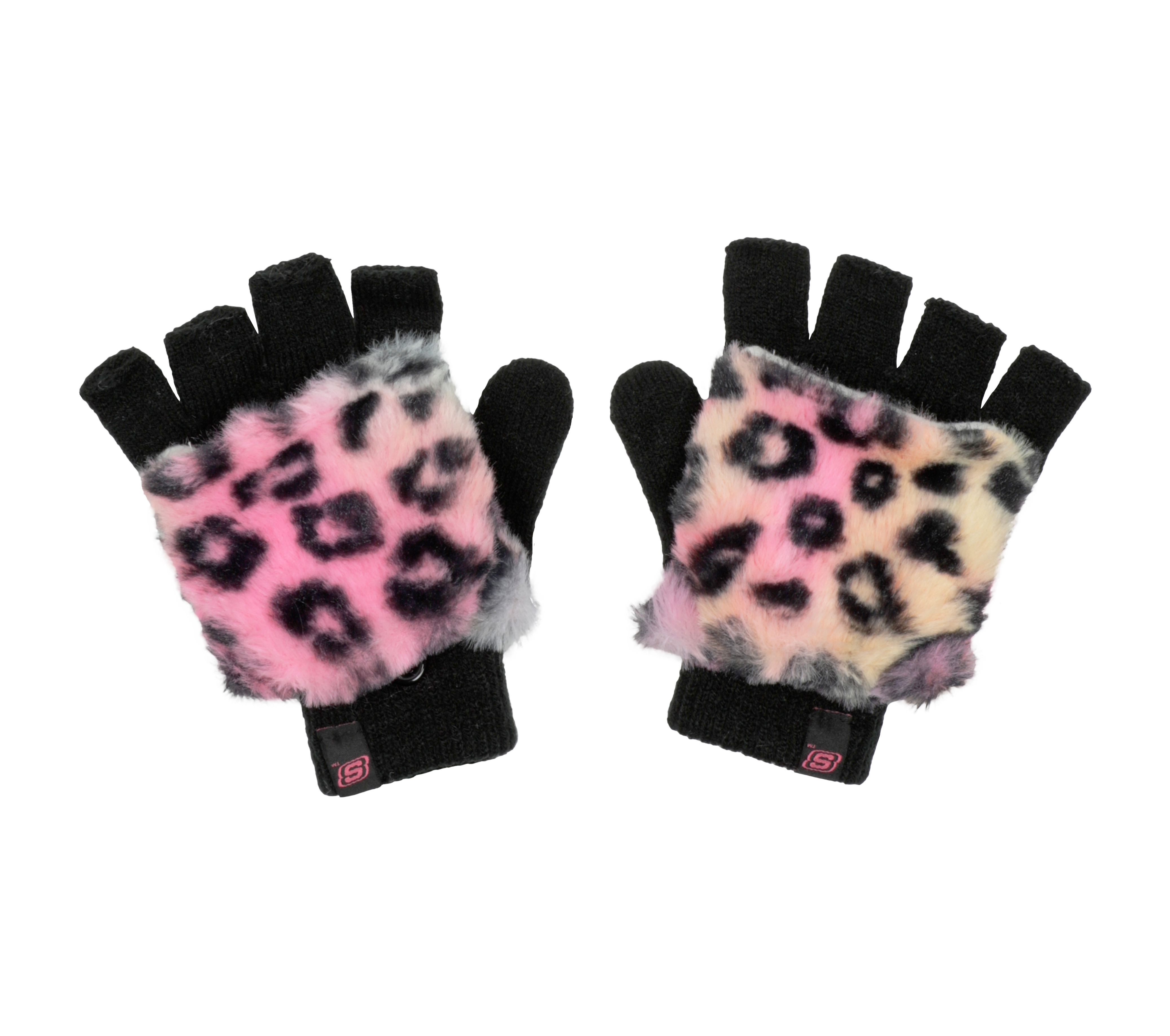 Skechers Leopard Kitty Faux Fur Mittens