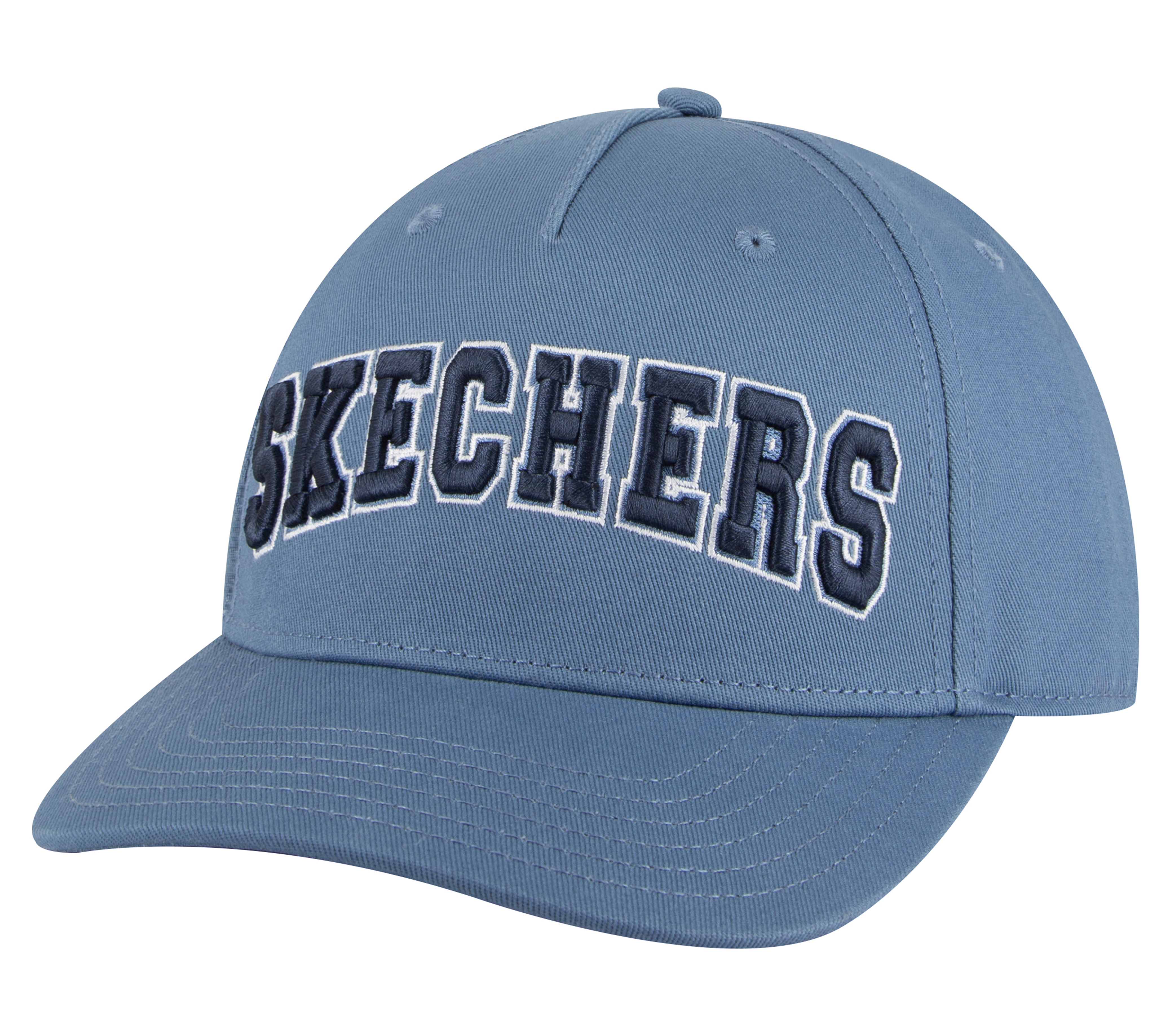 Skechers University gorra de béisbol en Azul/Gris