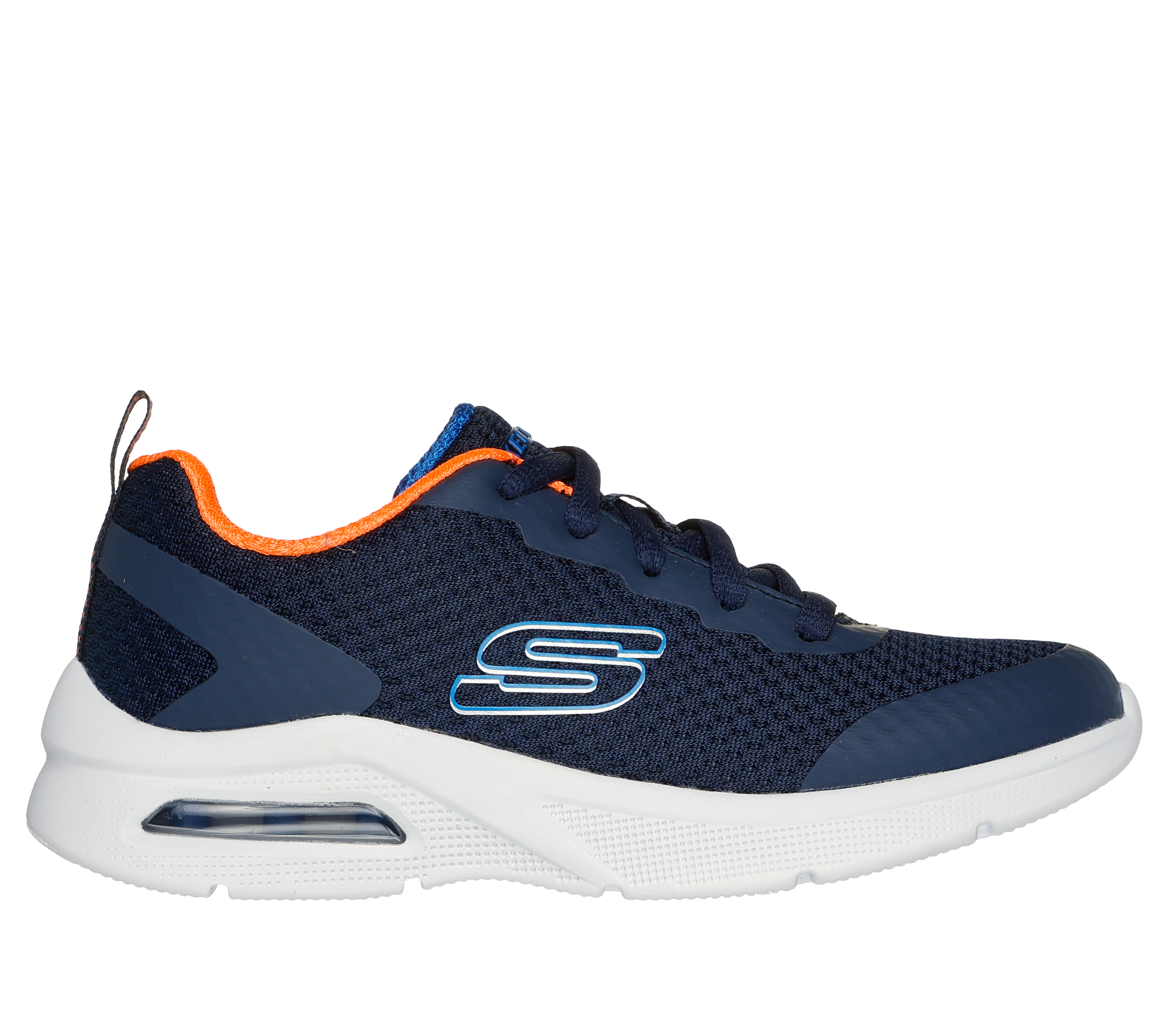 Skechers niño Microspec Max - Kaptix en Navy/Naranja, talla 33.5