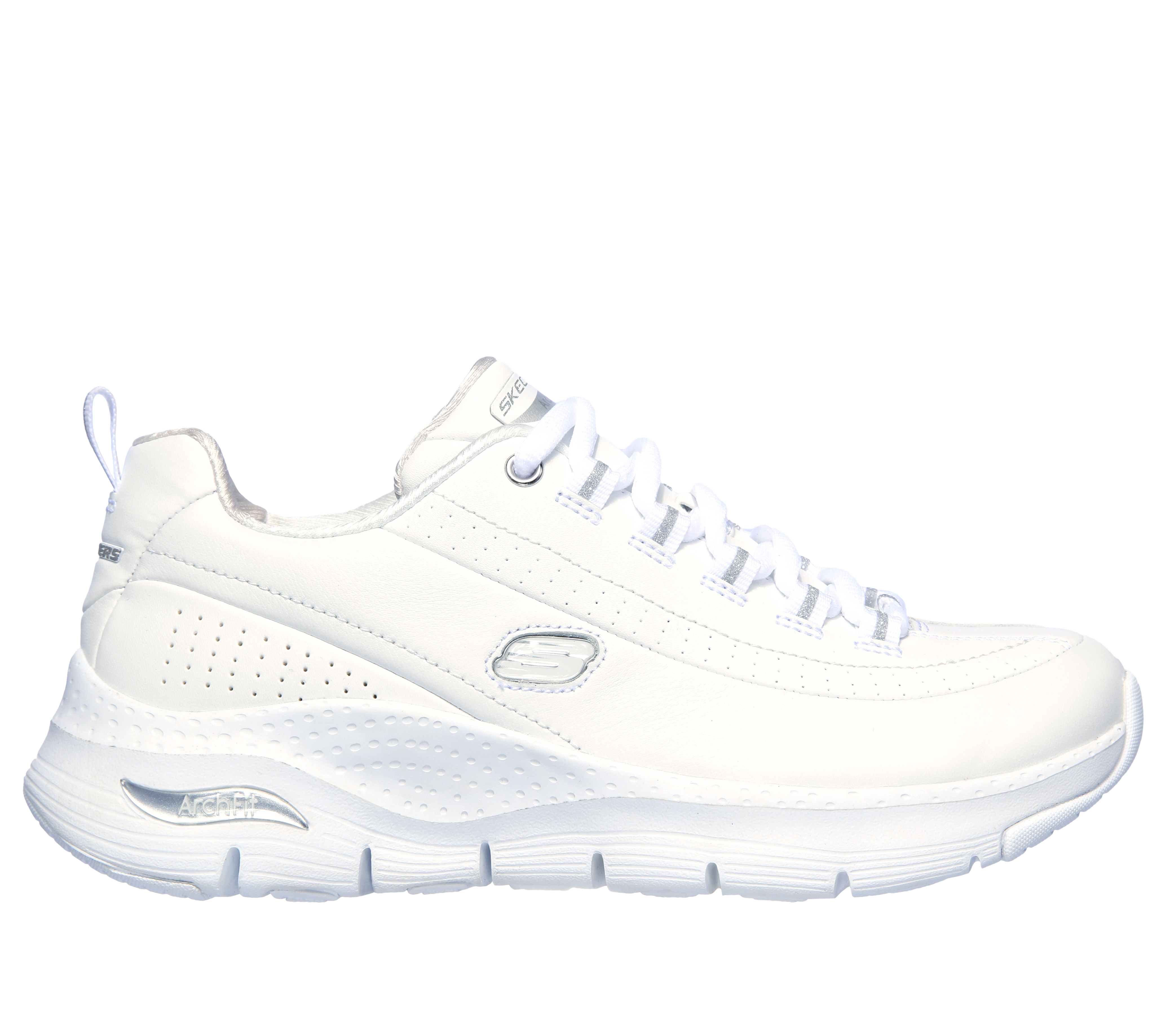 Skechers Arch Fit - Citi Drive en Blanco/Plata, talla 38