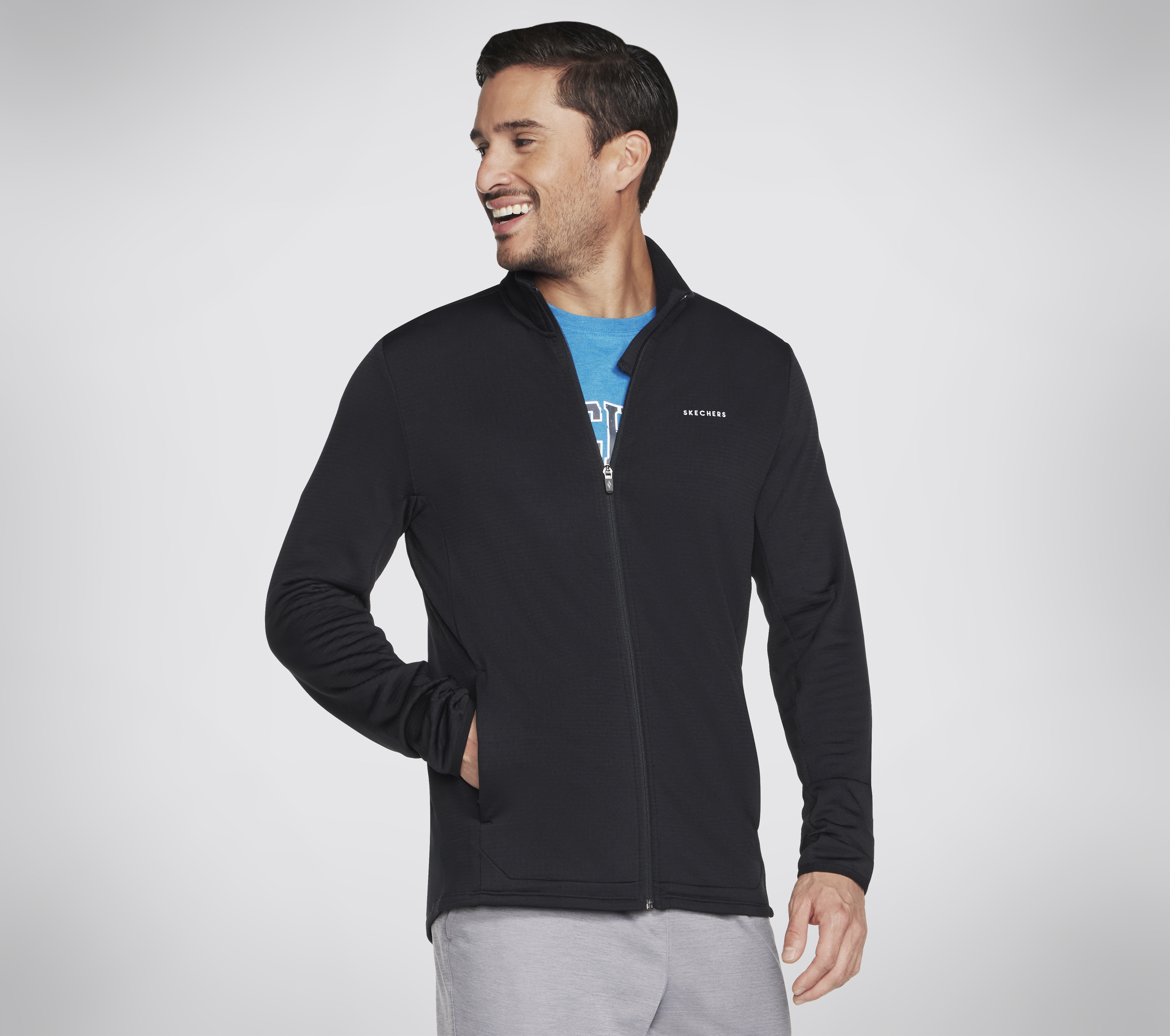 Skechers SKECH-KNITS ULTRA GO Thermal Full Zip chaqueta en Negro, talla Media