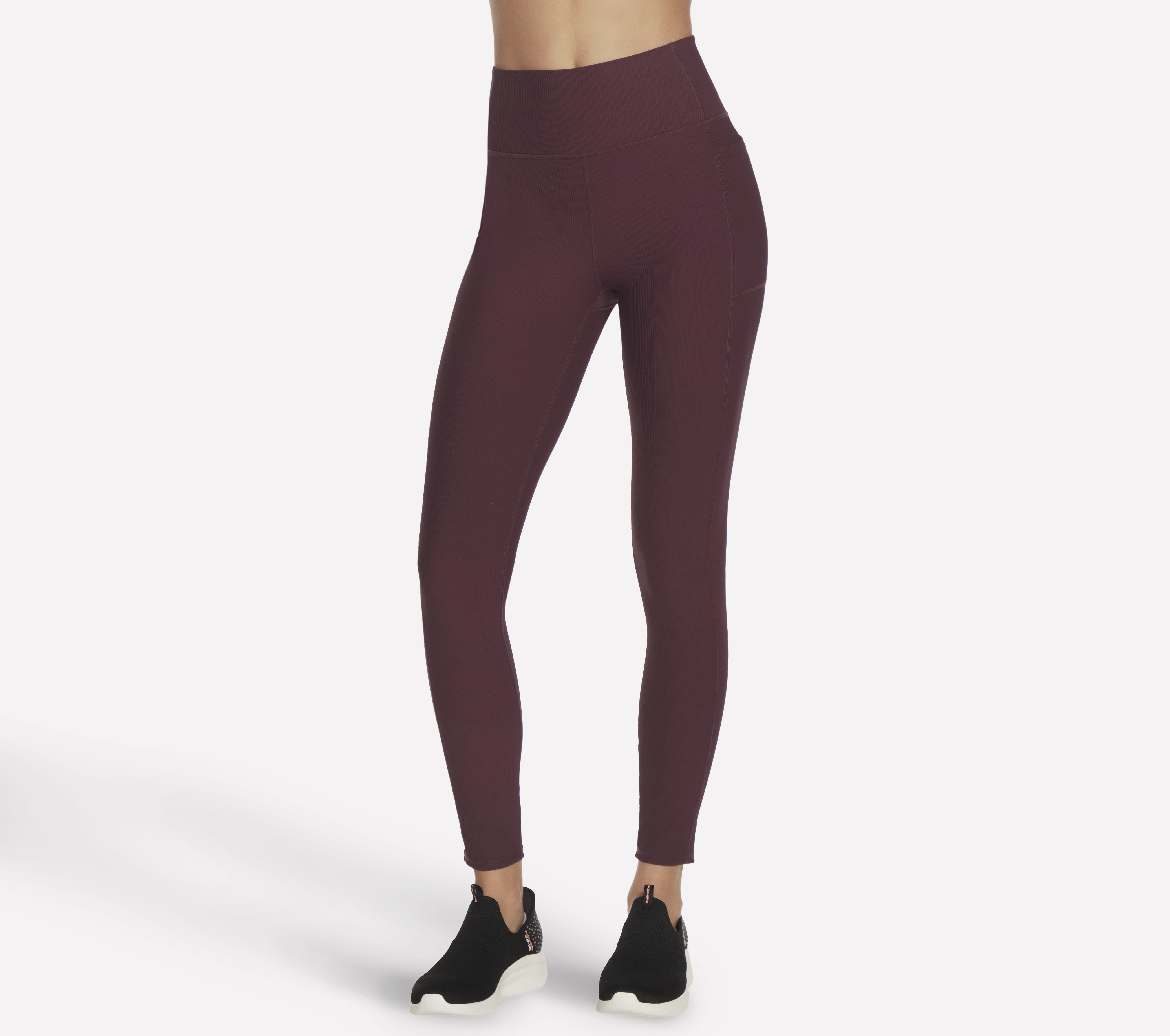 Skechers GO FLEX RIB FL High Waist Legging en Borgoña/Rosa, talla Pequeña