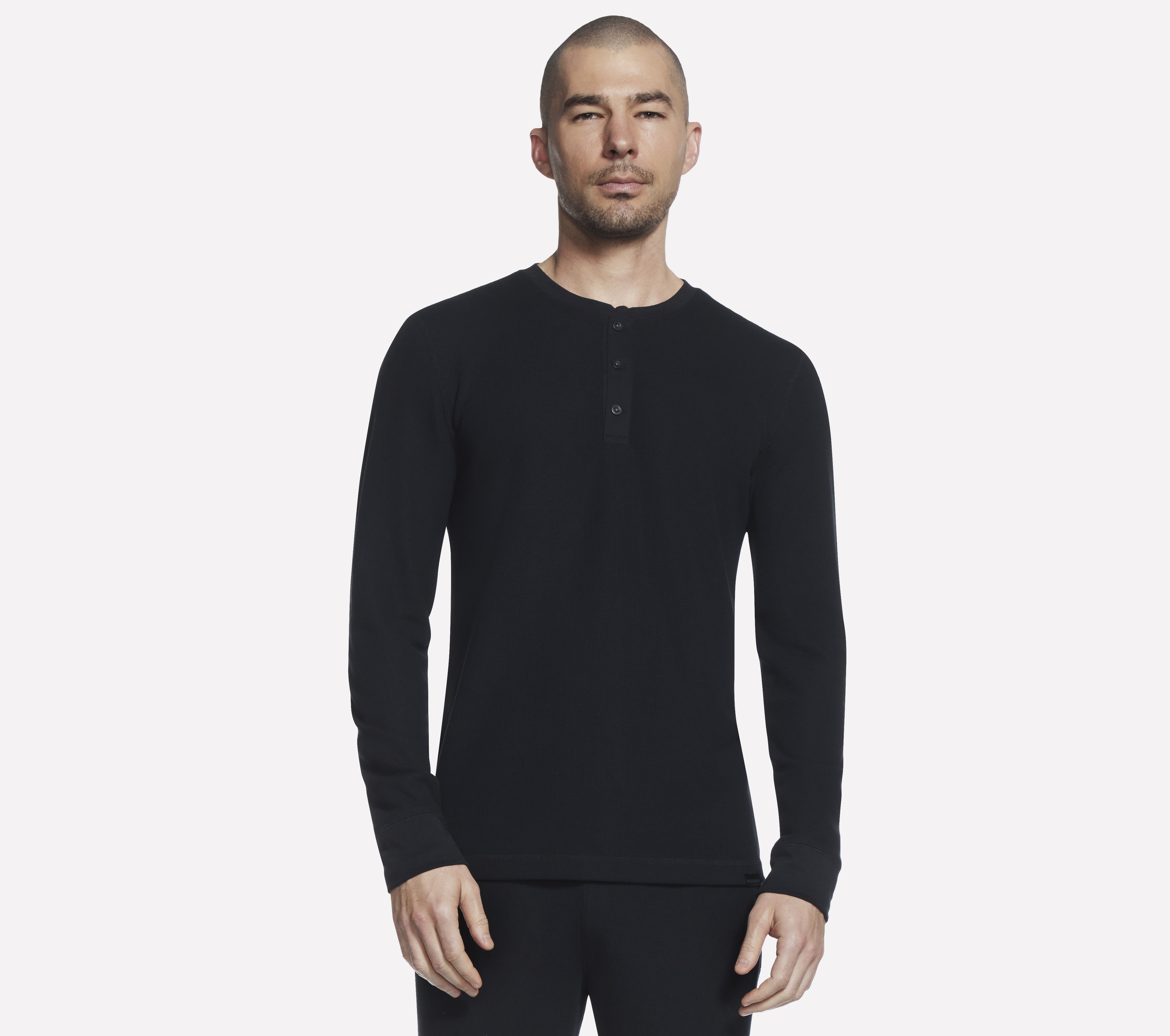 Skechers GO KNIT Waffle Henley en Negro, talla 2XL