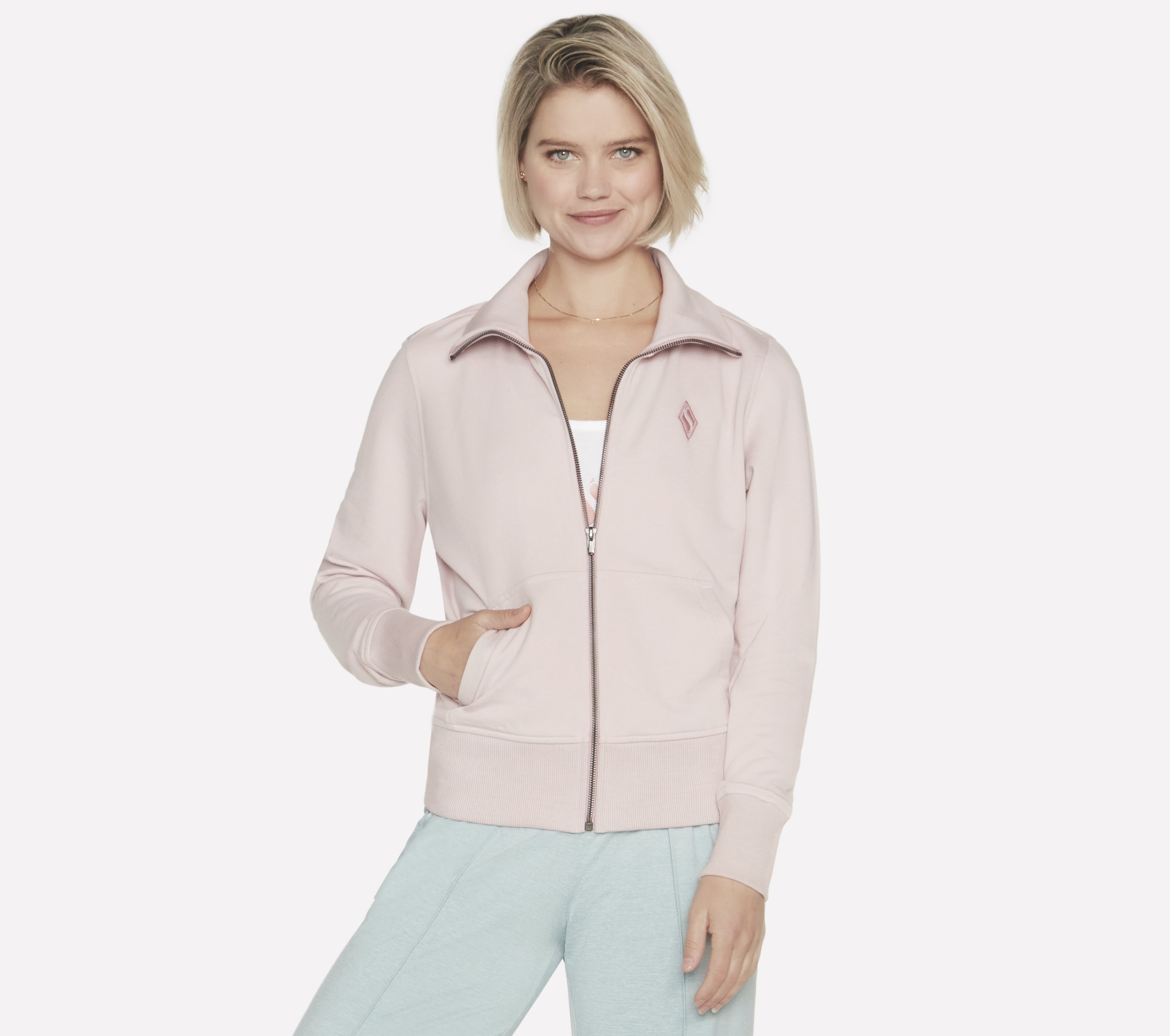 Skechers The Hoodless sudadera Diamond chaqueta en Rosa Claro, talla Media