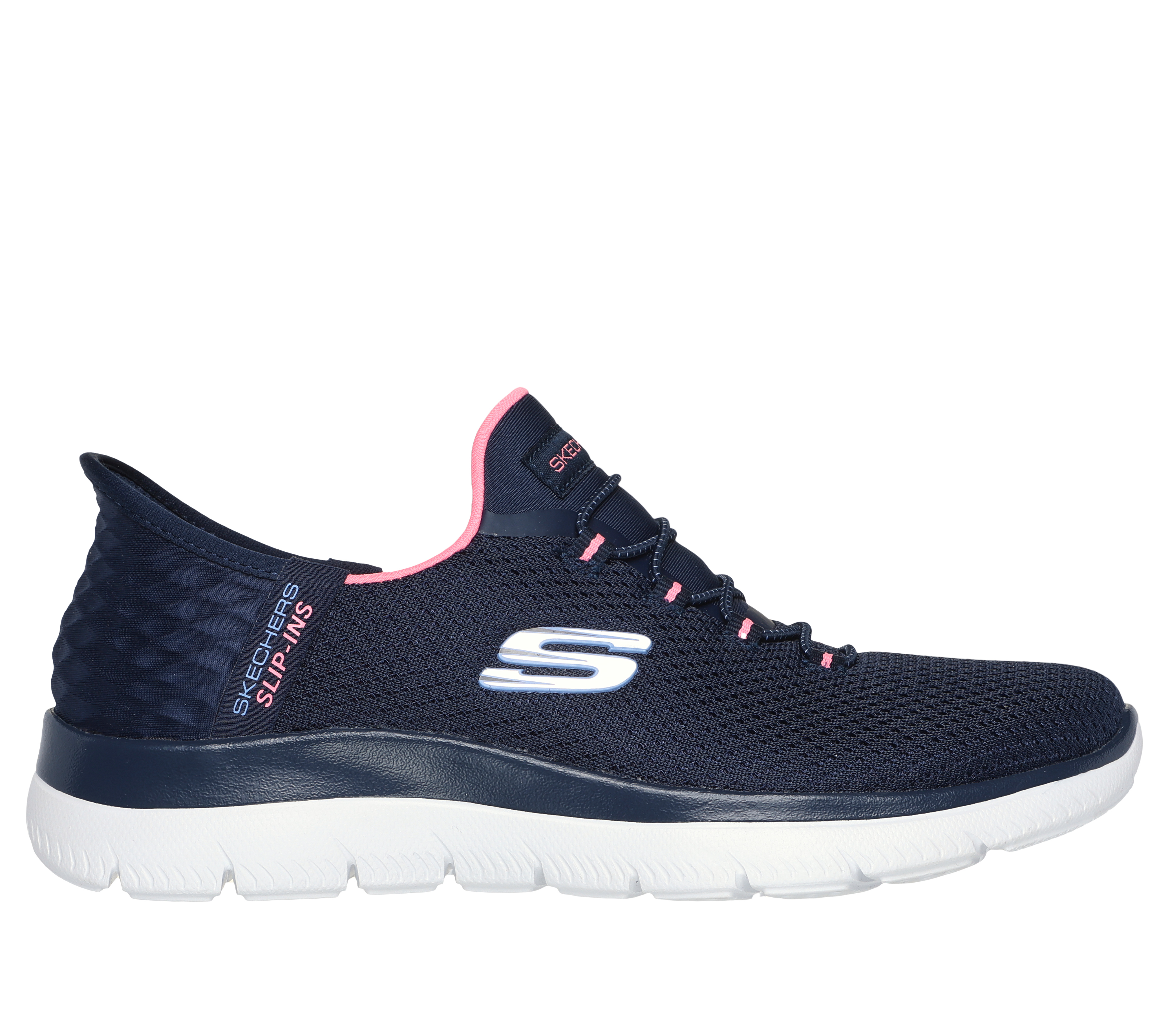 Skechers Slip-ins: Summits - Diamond Dream en Navy/Rosa, talla 36, Vegan