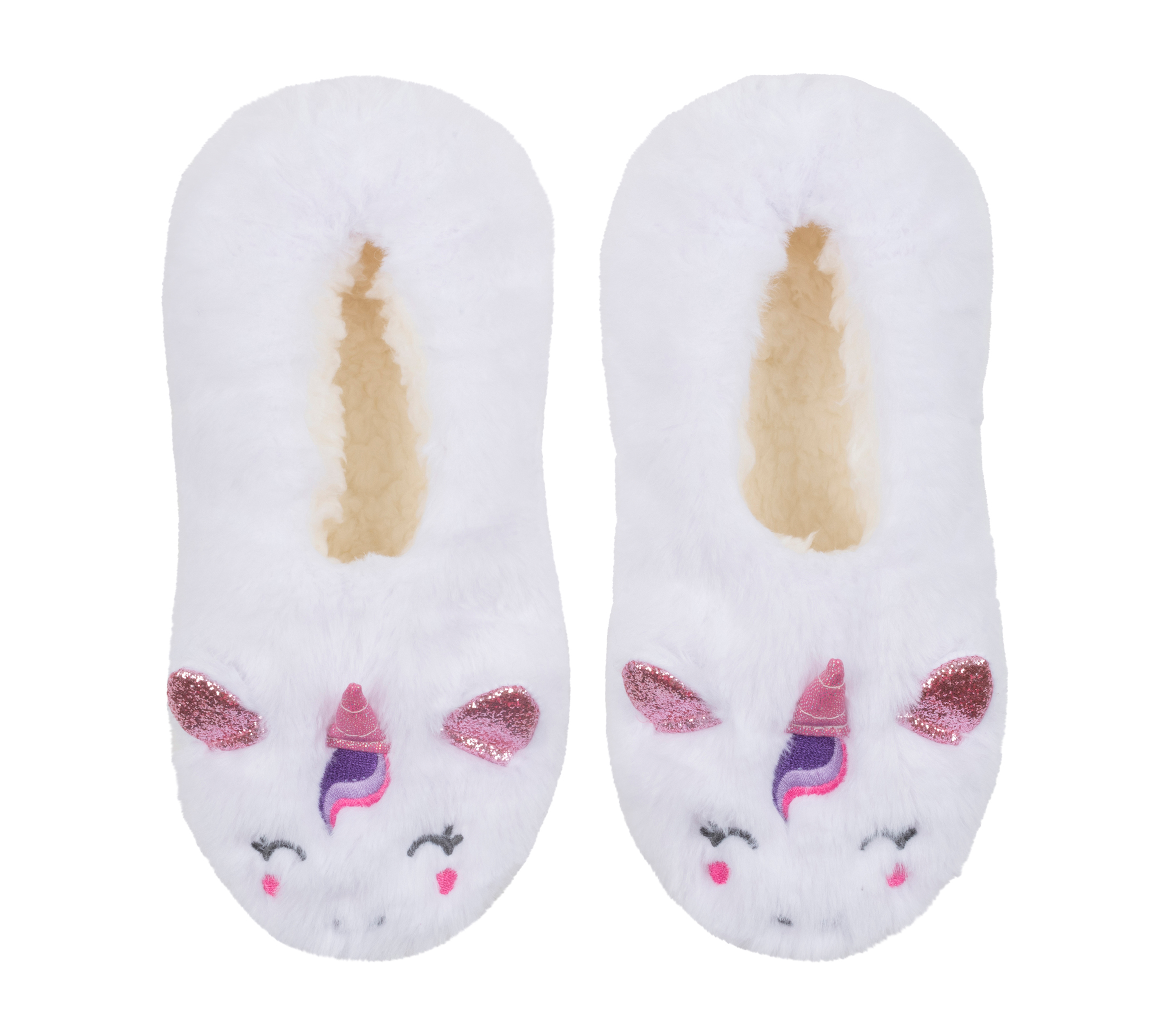 Skechers Plush Unicorn pantufla medias o calcetines? - 1 Pack en Blanca, talla L/XL