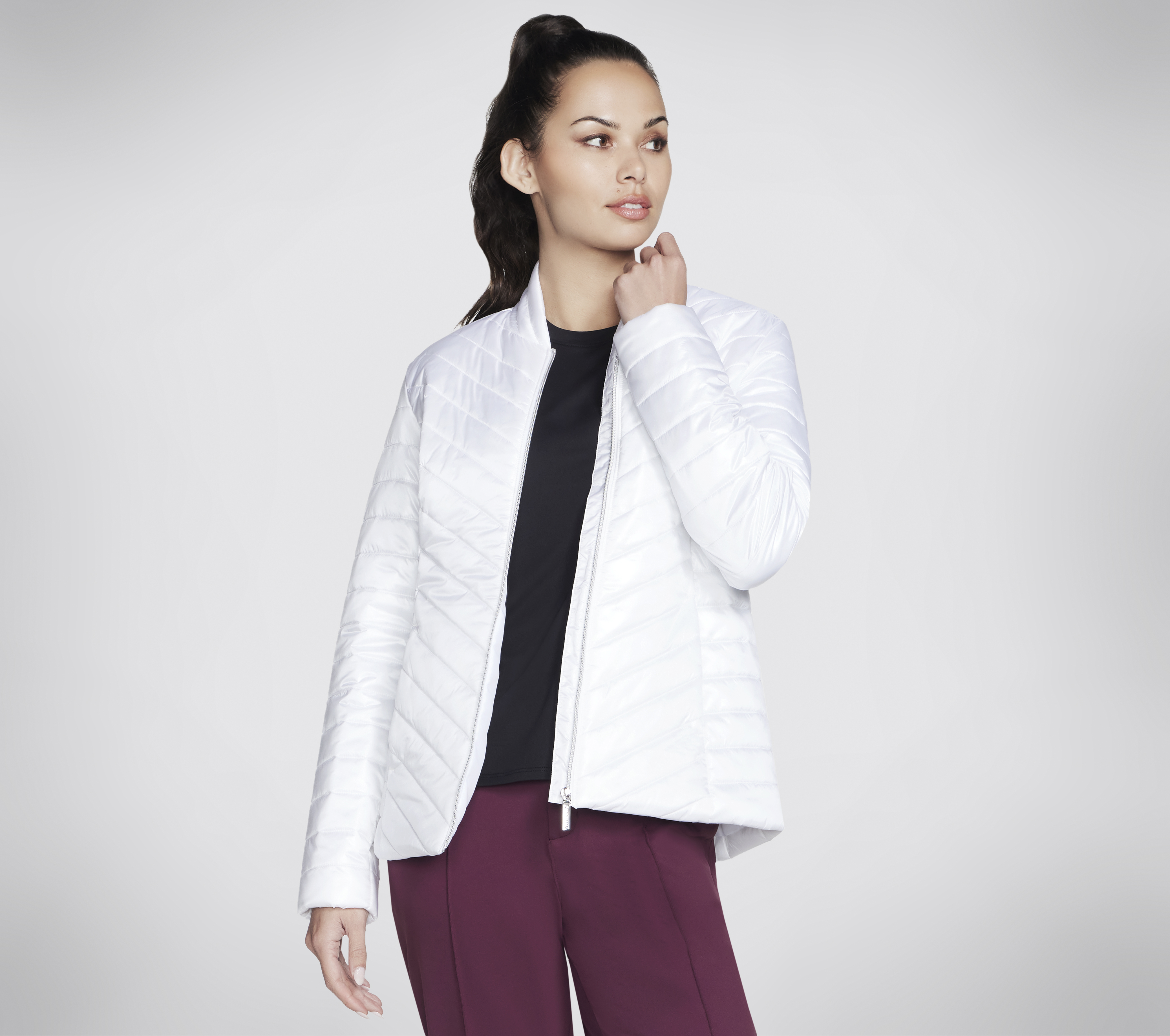 Skechers GO SHIELD Shine chaqueta en Blanca, talla Grande