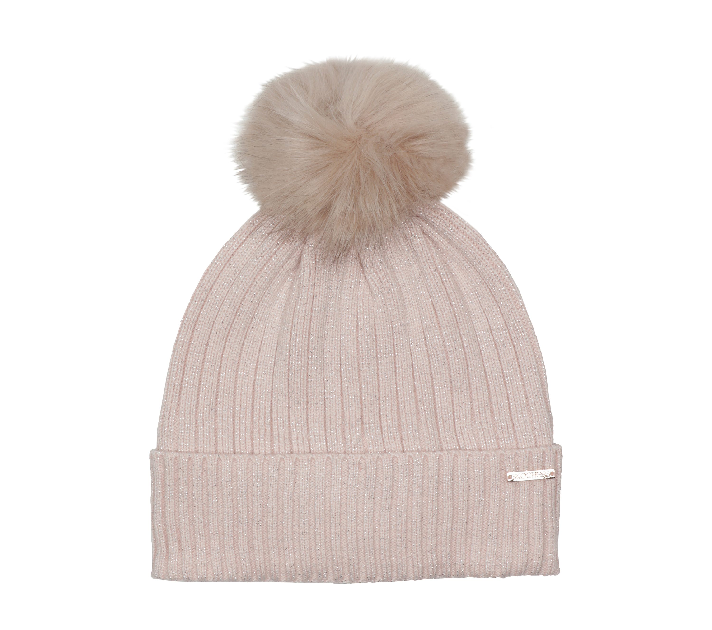 Skechers Metallic Ribbed Beanie Hat en Rosa