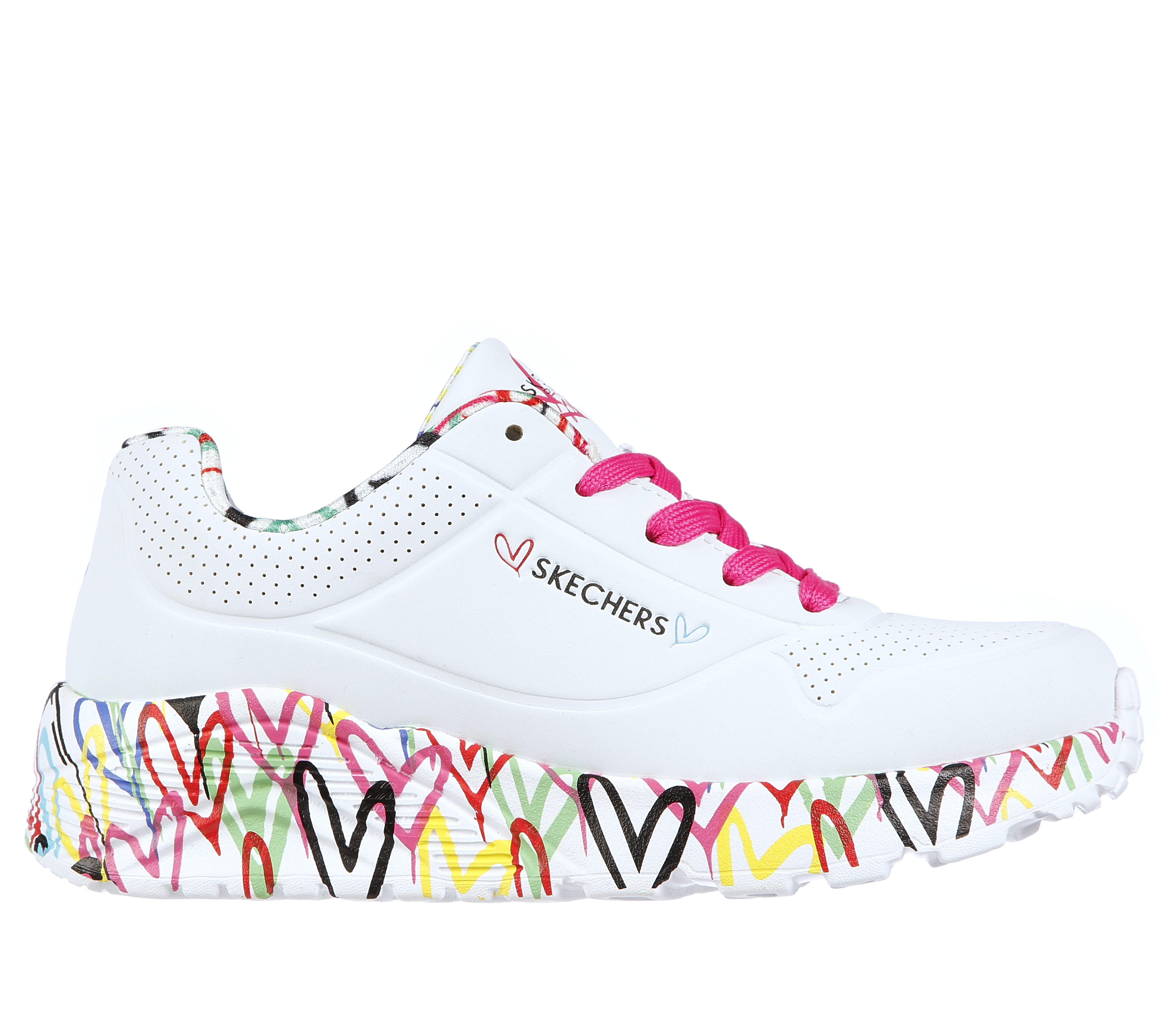 Skechers niña x JGoldcrown: Uno Lite - Lovely Luv en Blanco, talla 37