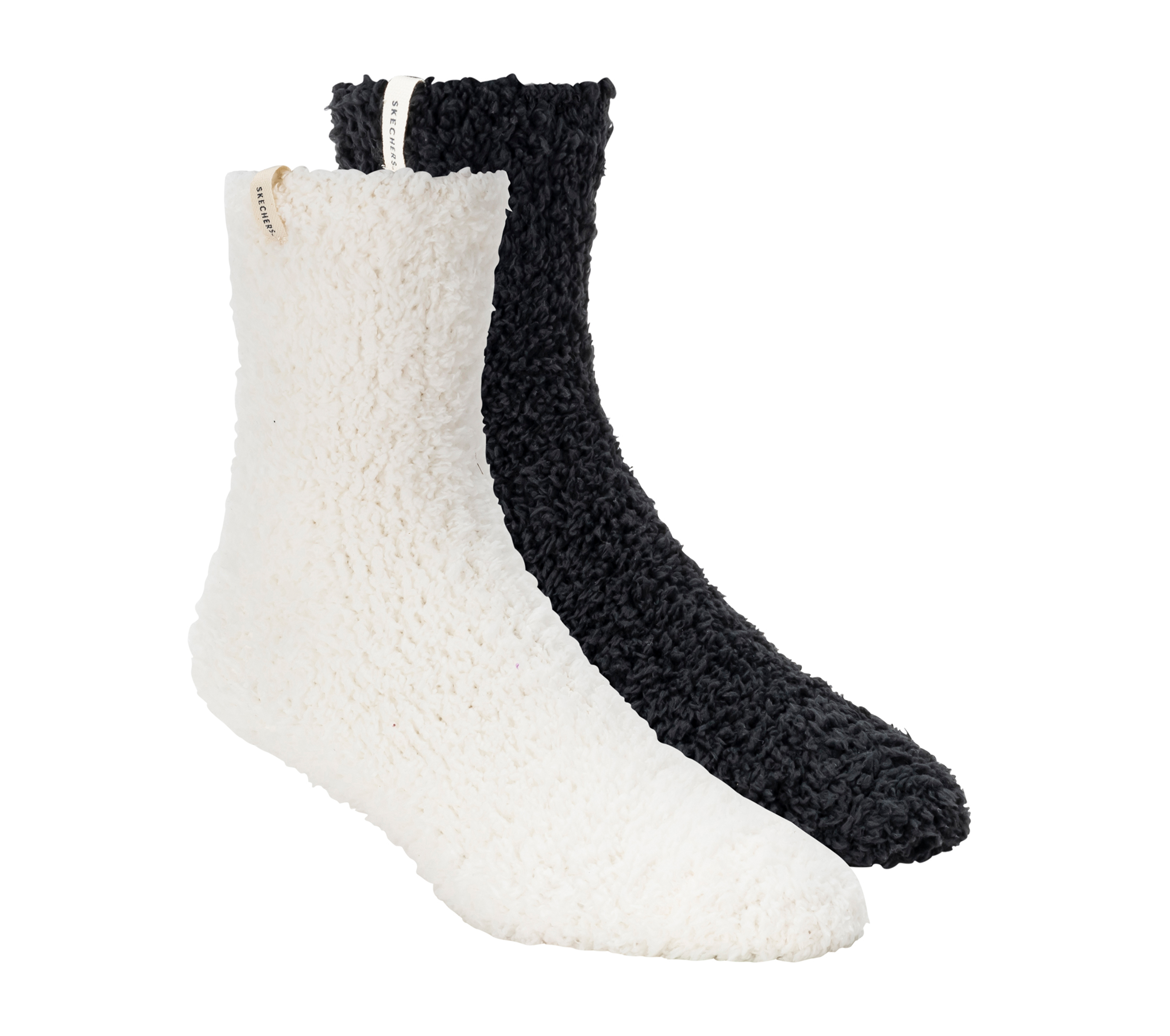 Skechers GO LOUNGE Furry Crew medias o calcetines? - 2 Pack en Blanco/Negro, talla Media