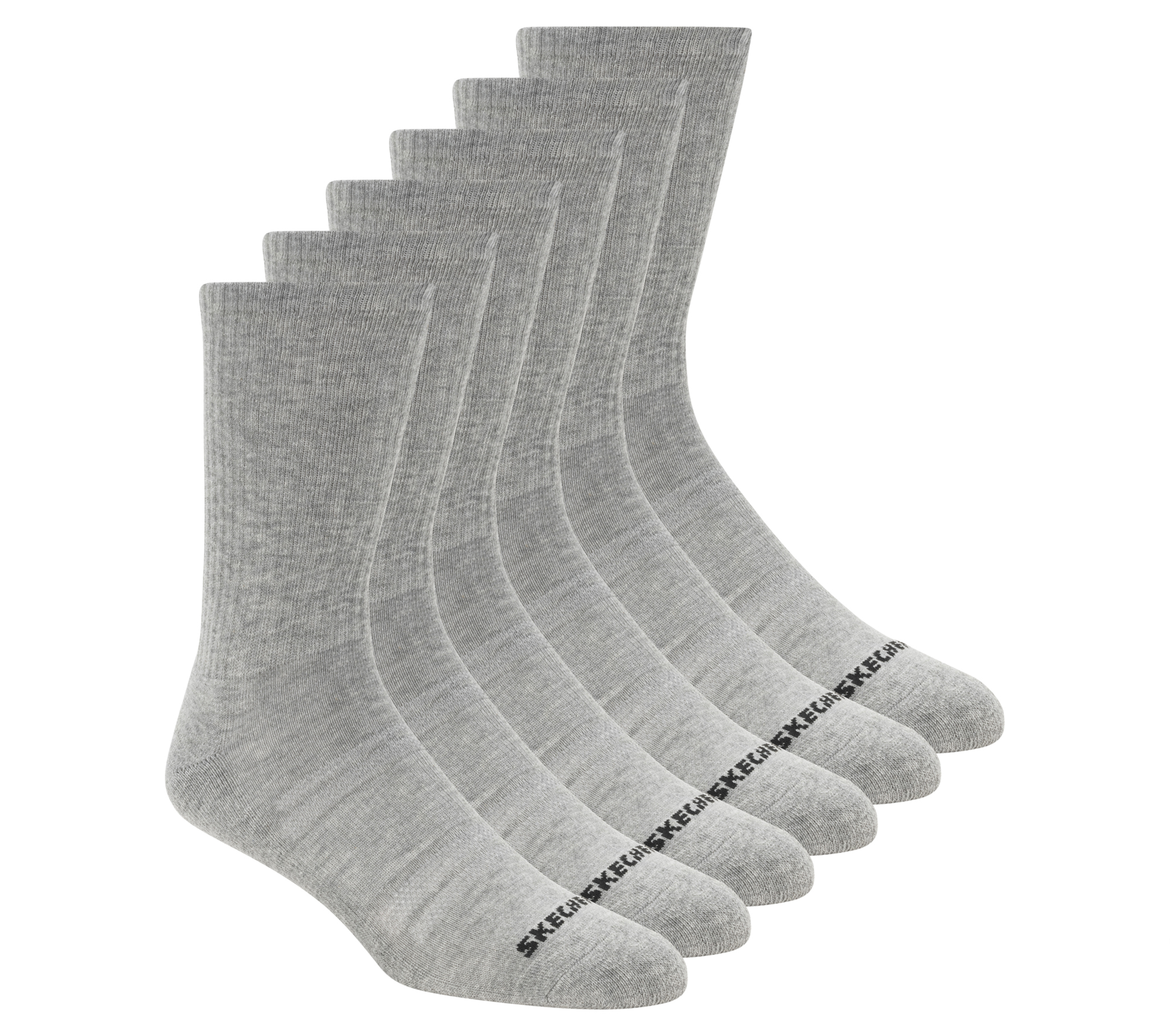 Skechers 6 Pack Grande Core Crew medias o calcetines? en Gris, talla Grande