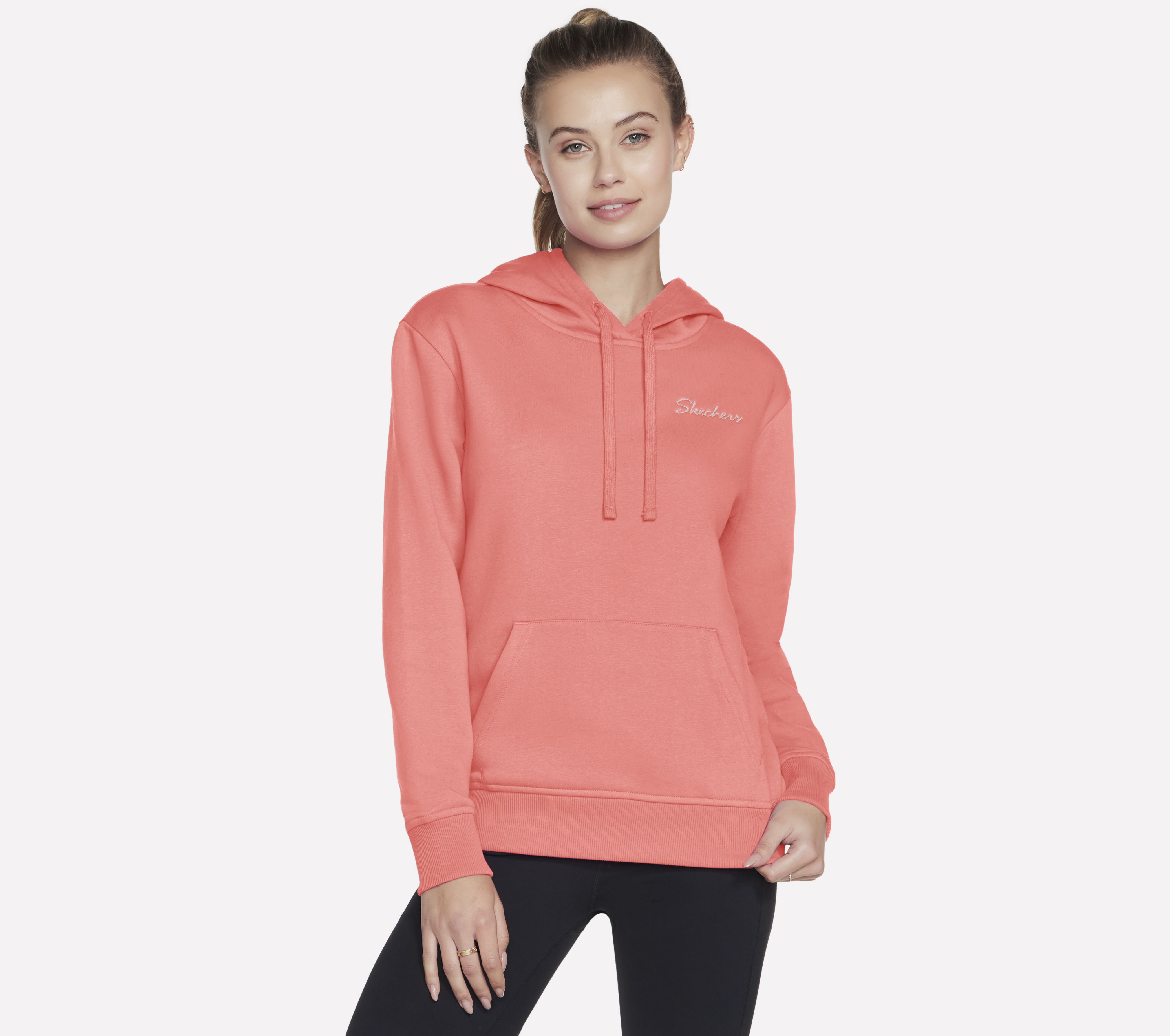 Skechers Signature sudadera con capucha en Coral/Lima, talla XS