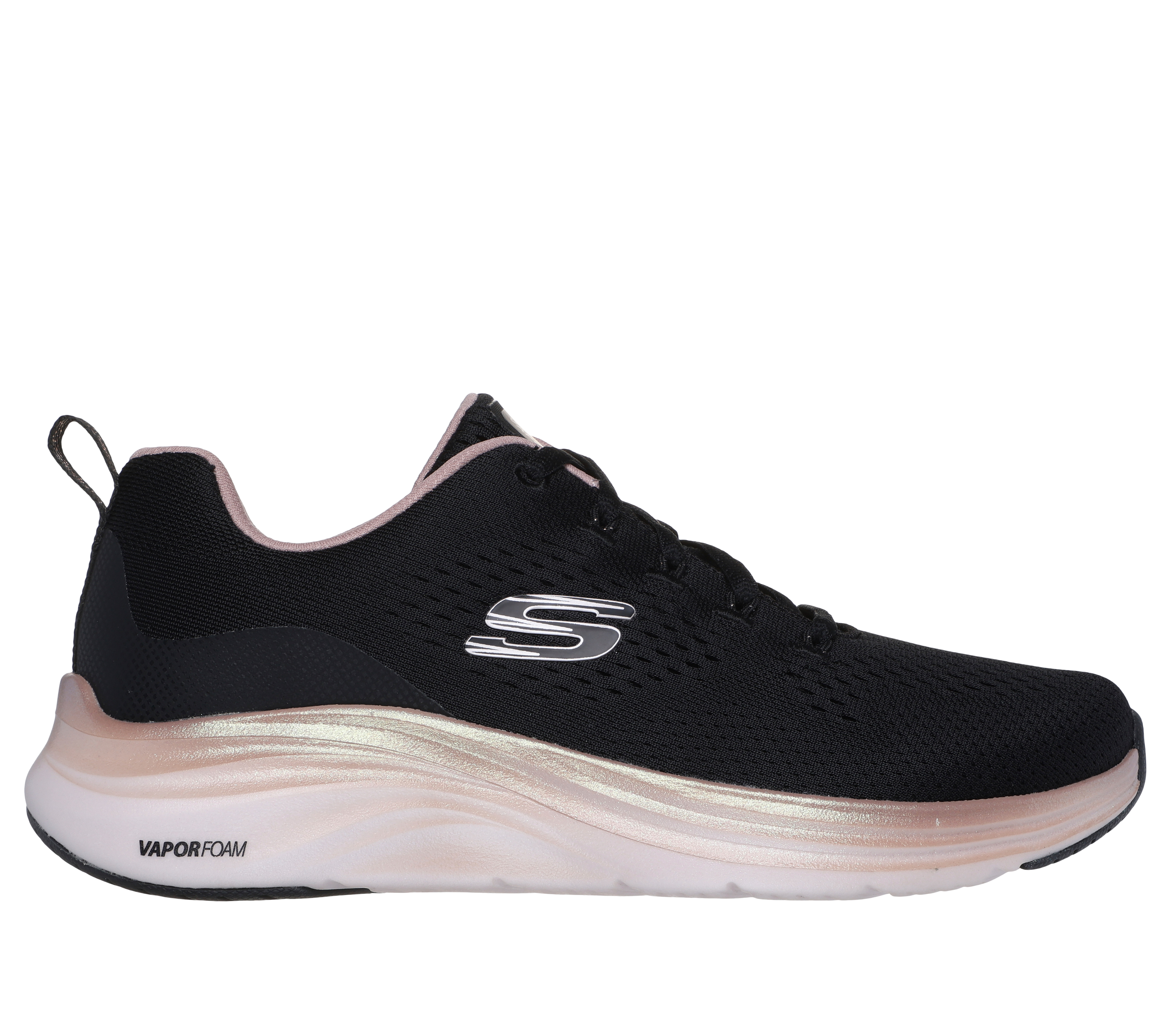 Skechers Vapor Foam - Midnight Glimmer en Negro/Oro Rosa, talla 37, Vegan