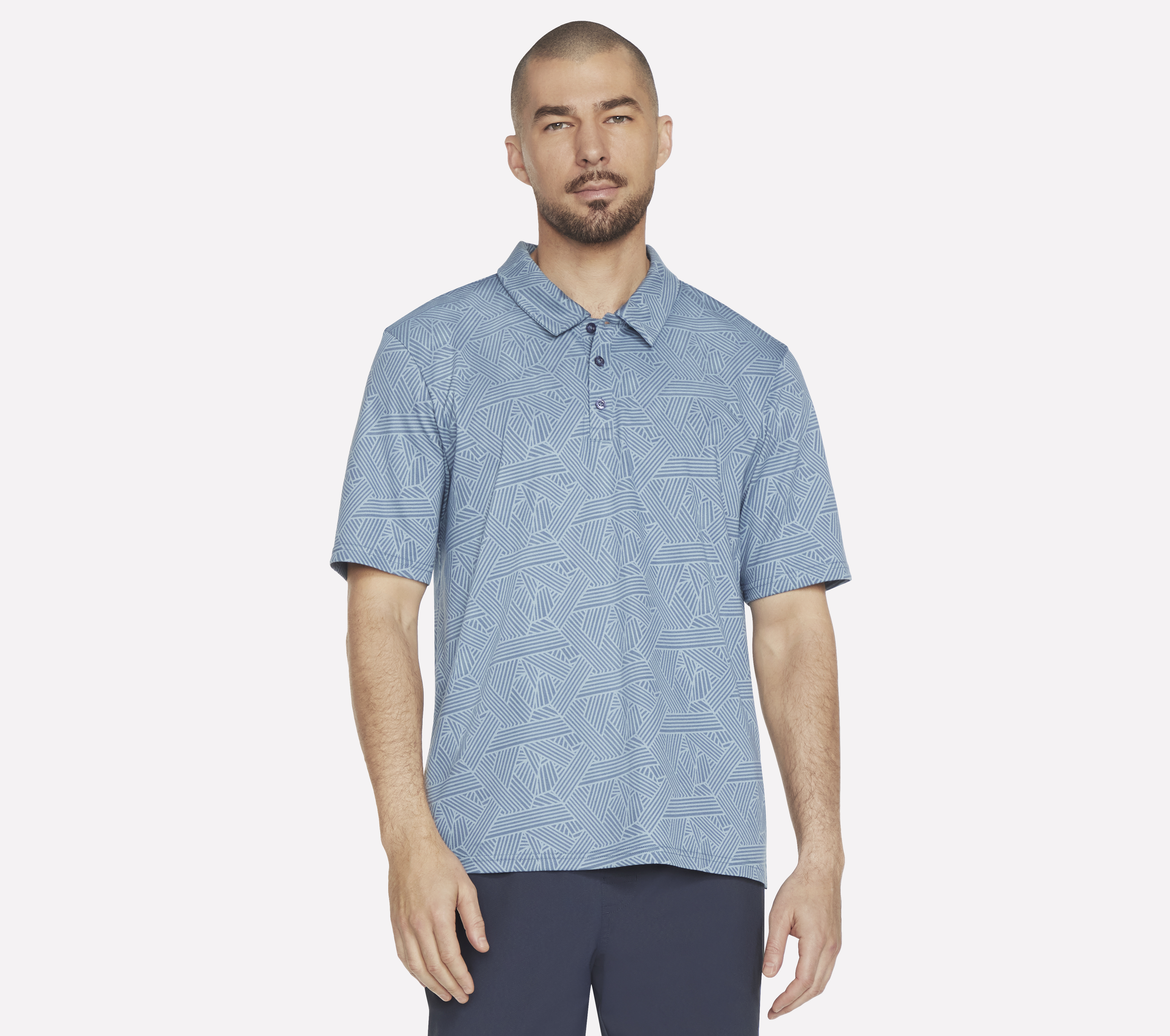 Skechers Off Duty Linear Polo en Navy, talla 3XL