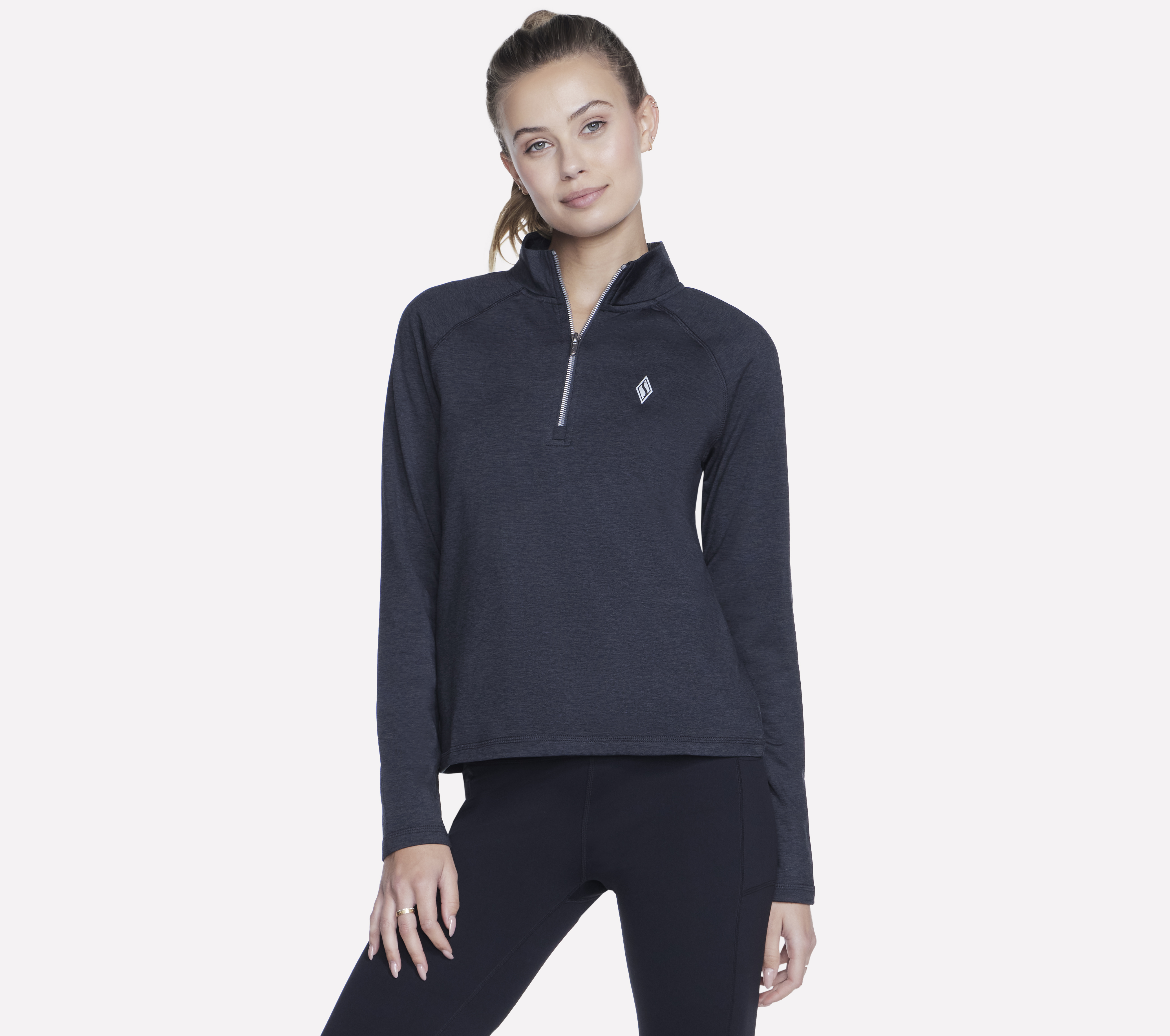 Skechers SKECH-KNITS ULTRA GO 1/4 Zip en Negro/Marengo, talla Grande