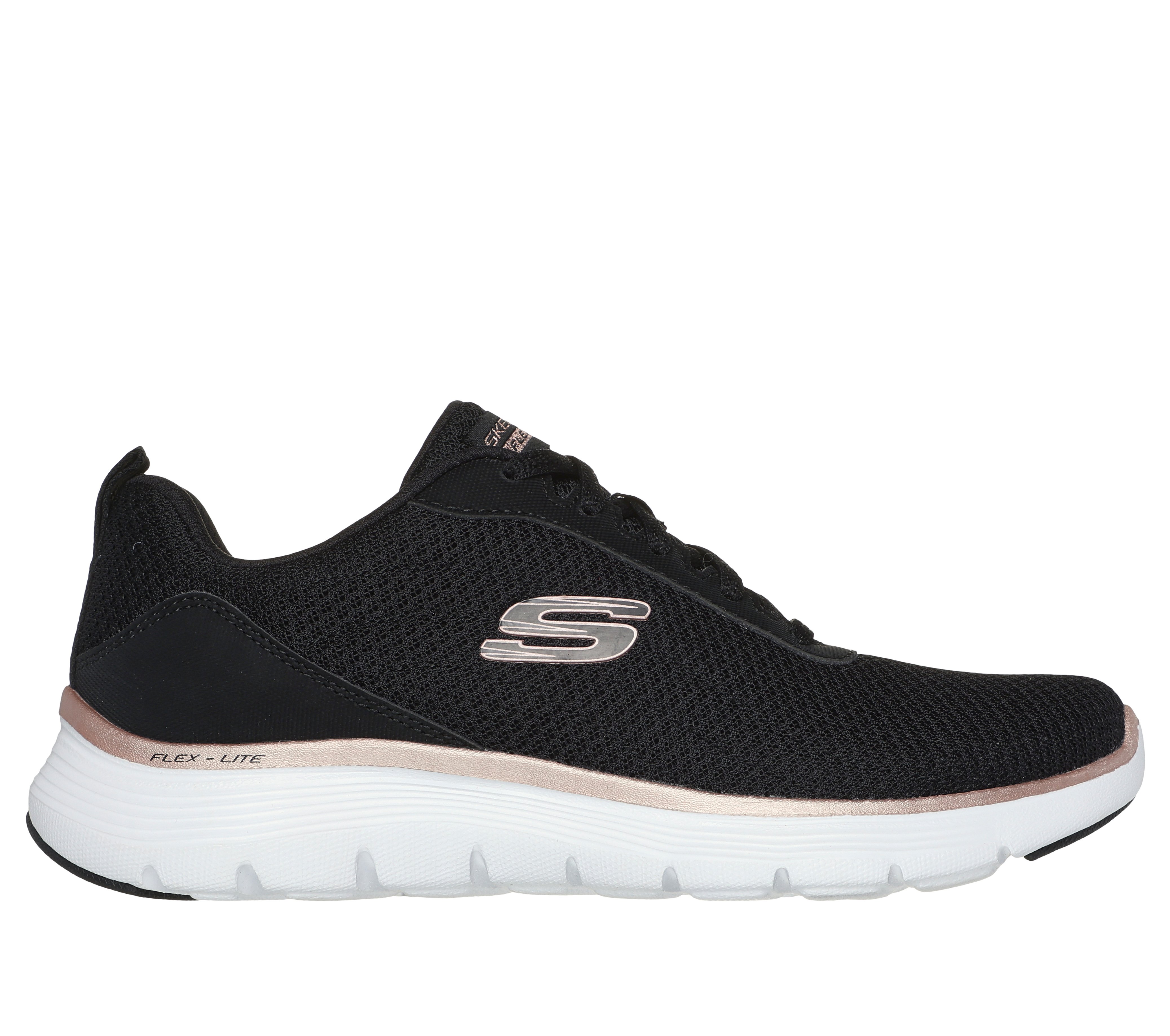 Skechers Flex Appeal 5.0 - Uptake en Negro/Oro Rosa, talla 41, Vegan