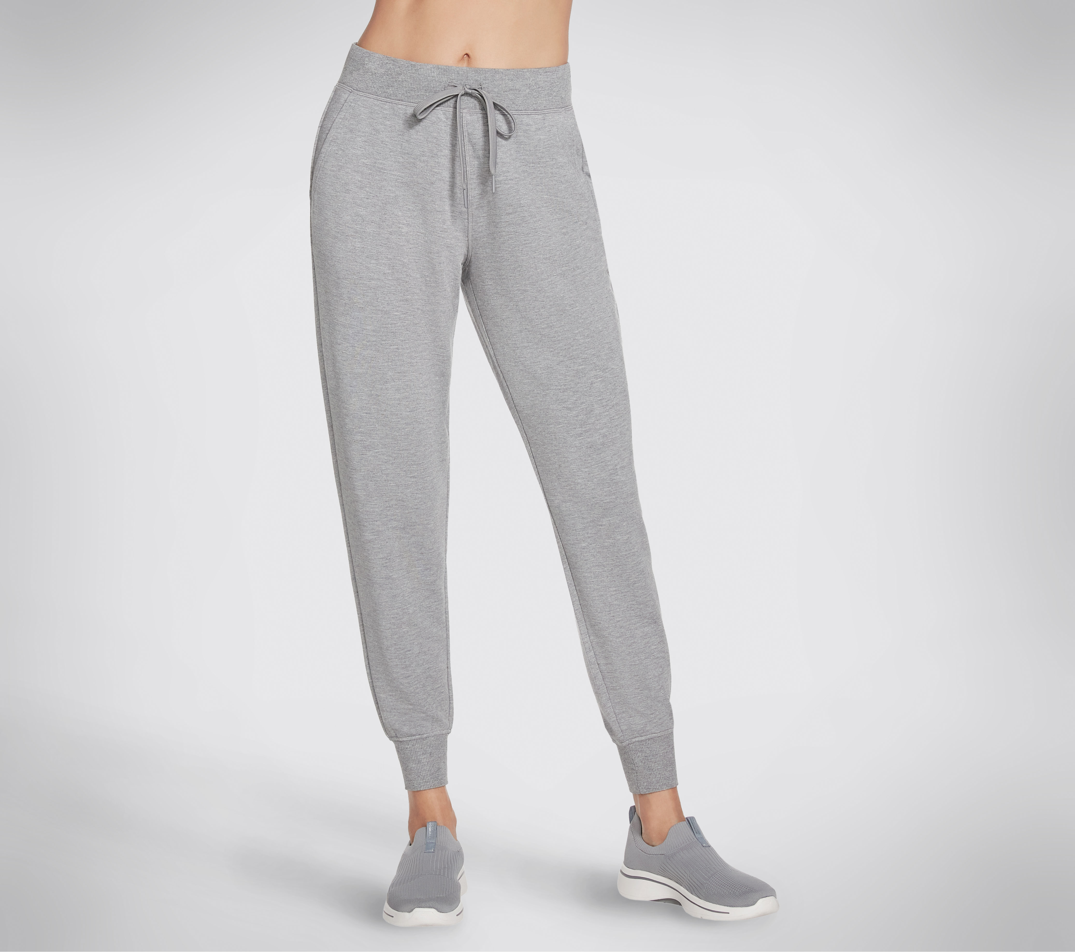 Skechers SKECHLUXE Restful pantalones jogger en Gris Claro, talla Grande