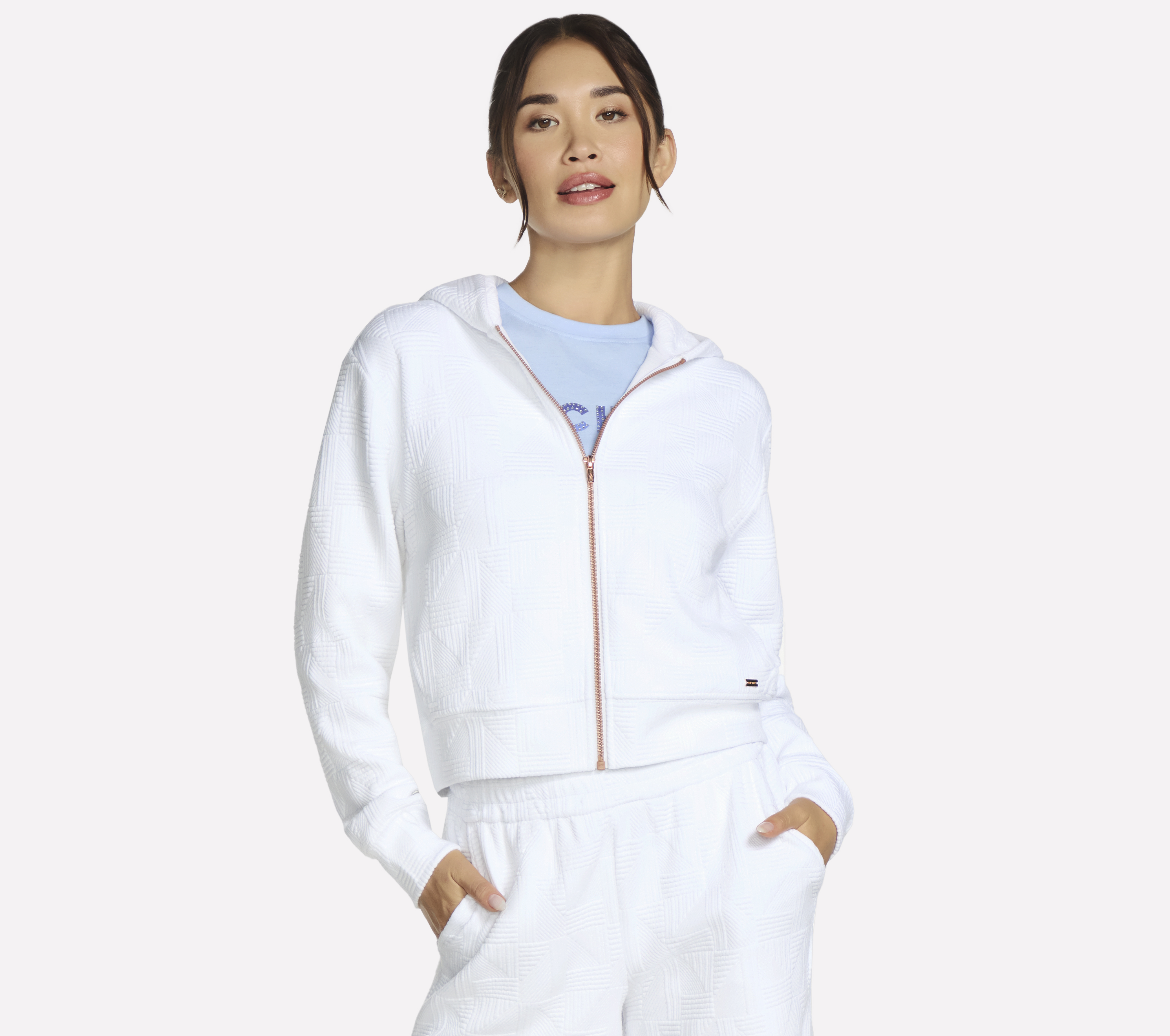 Skechers GO WALK Everywhere Diamond FZ chaqueta en Blanca, talla Pequeña