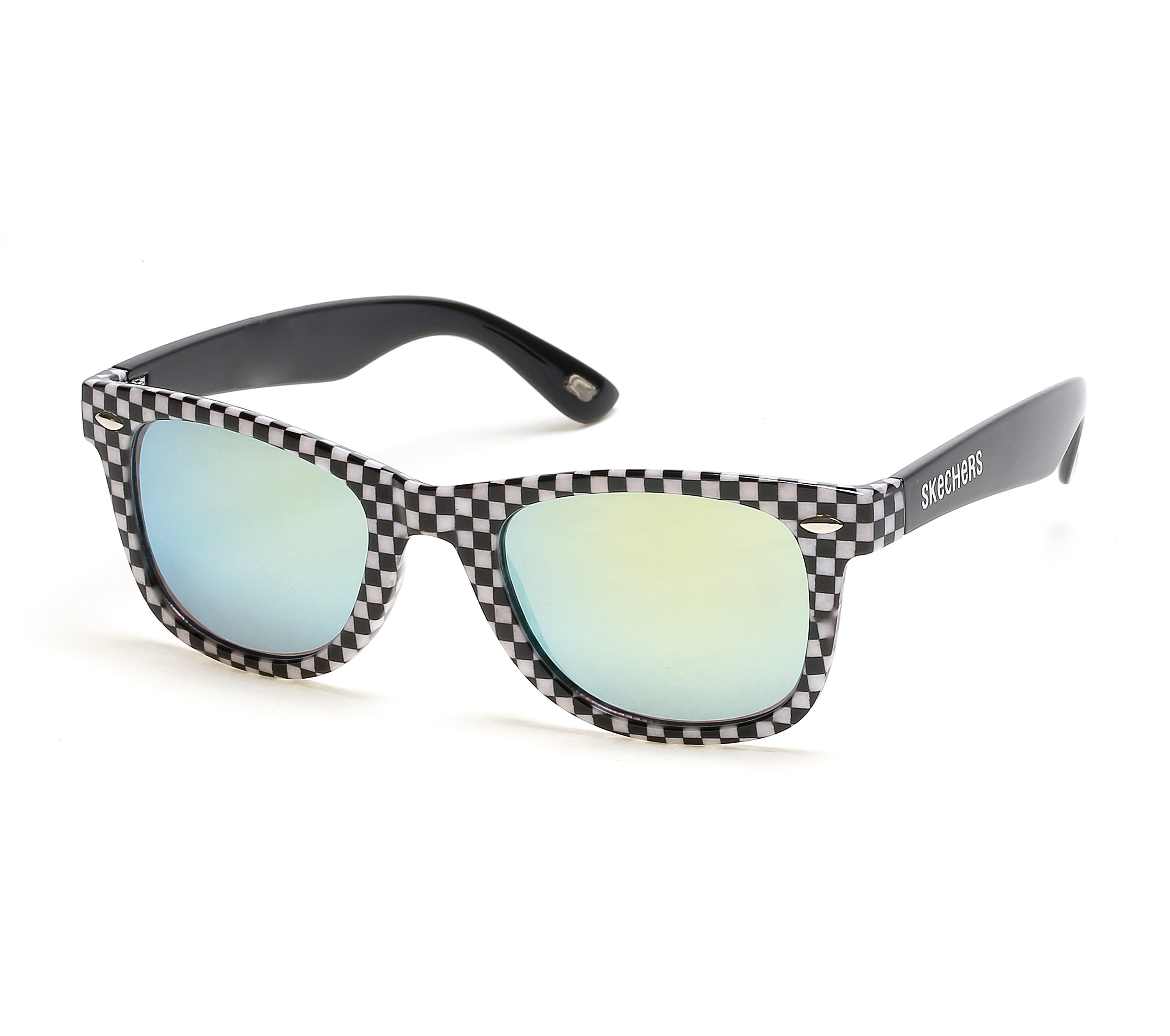 Skechers Checkered Wayfarer gafas de sol en Negro/Blanca