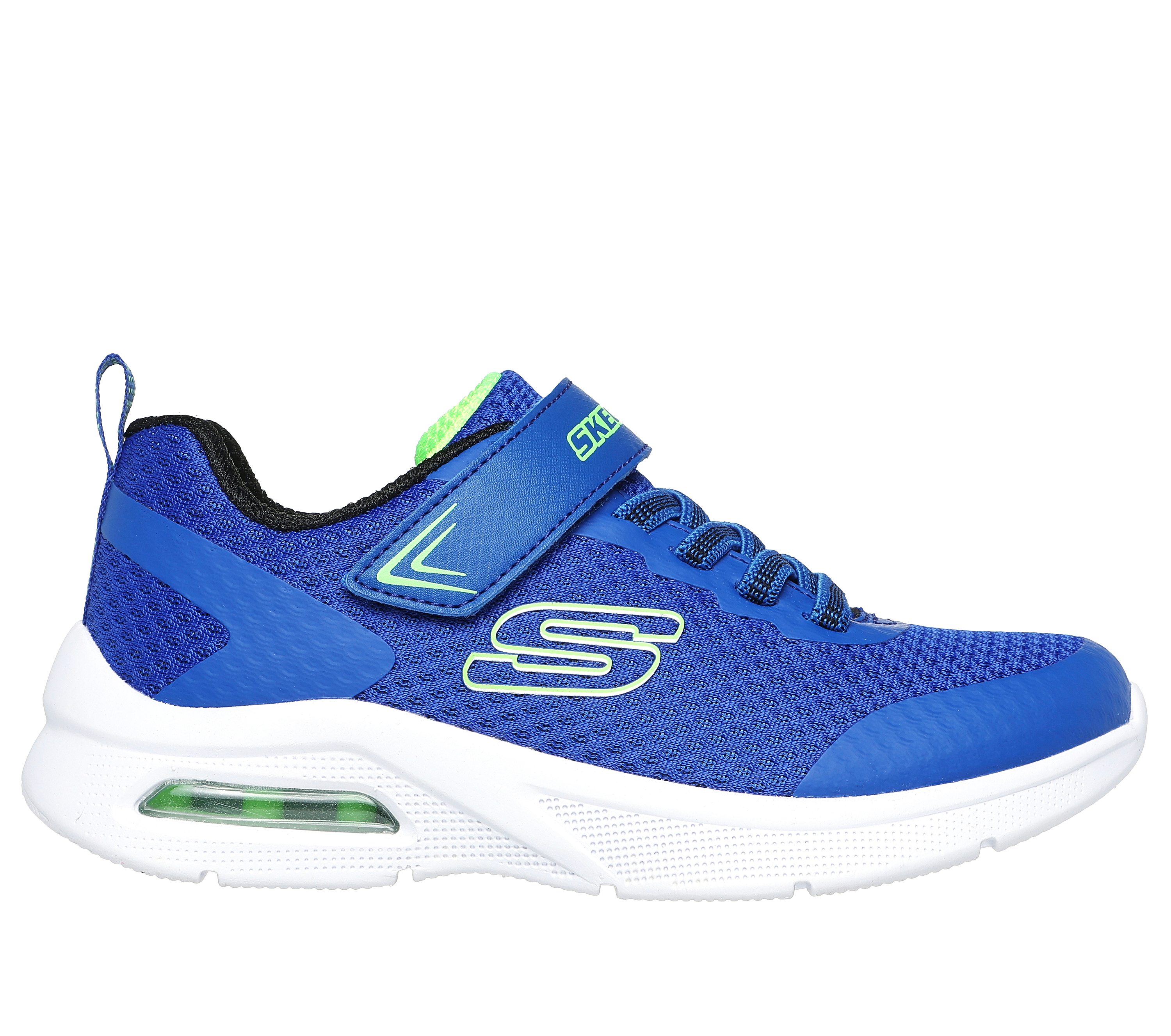 Skechers niño Microspec Max en Azul/Lima, talla 32