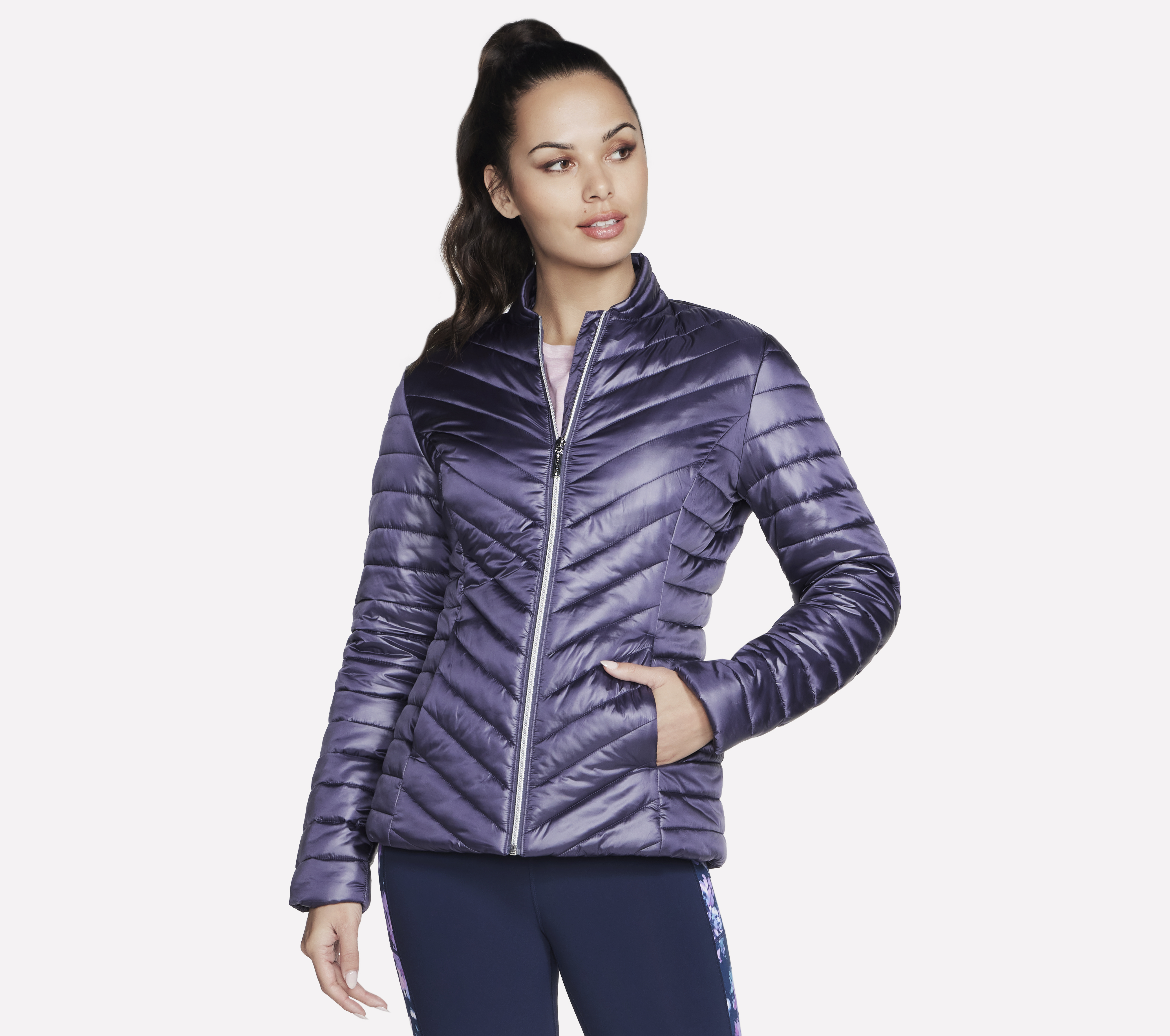 Skechers GO SHIELD Shine chaqueta en Morado/Marengo, talla XS