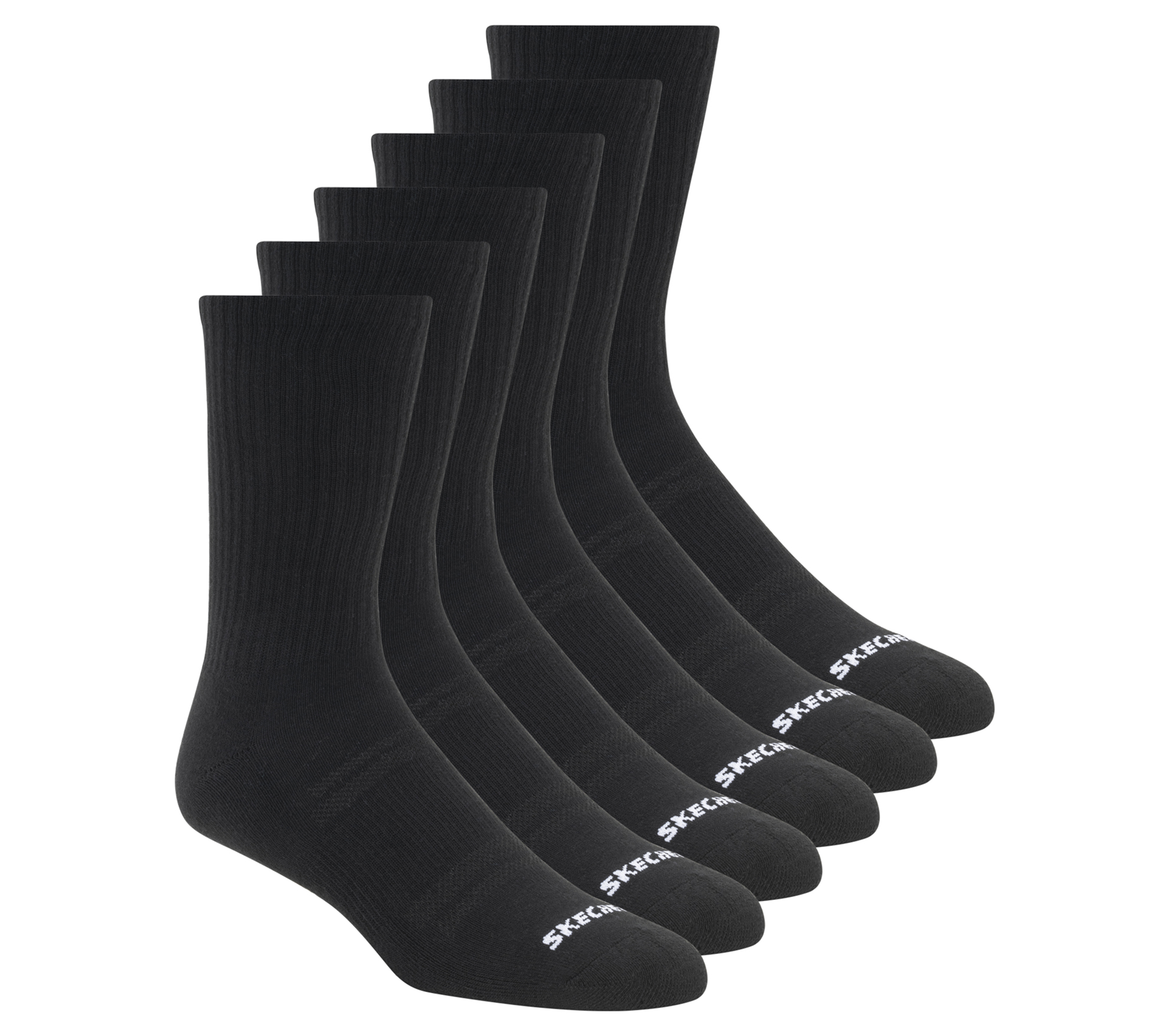 Skechers 6 Pack Grande Core Crew medias o calcetines? en Negro, talla Grande