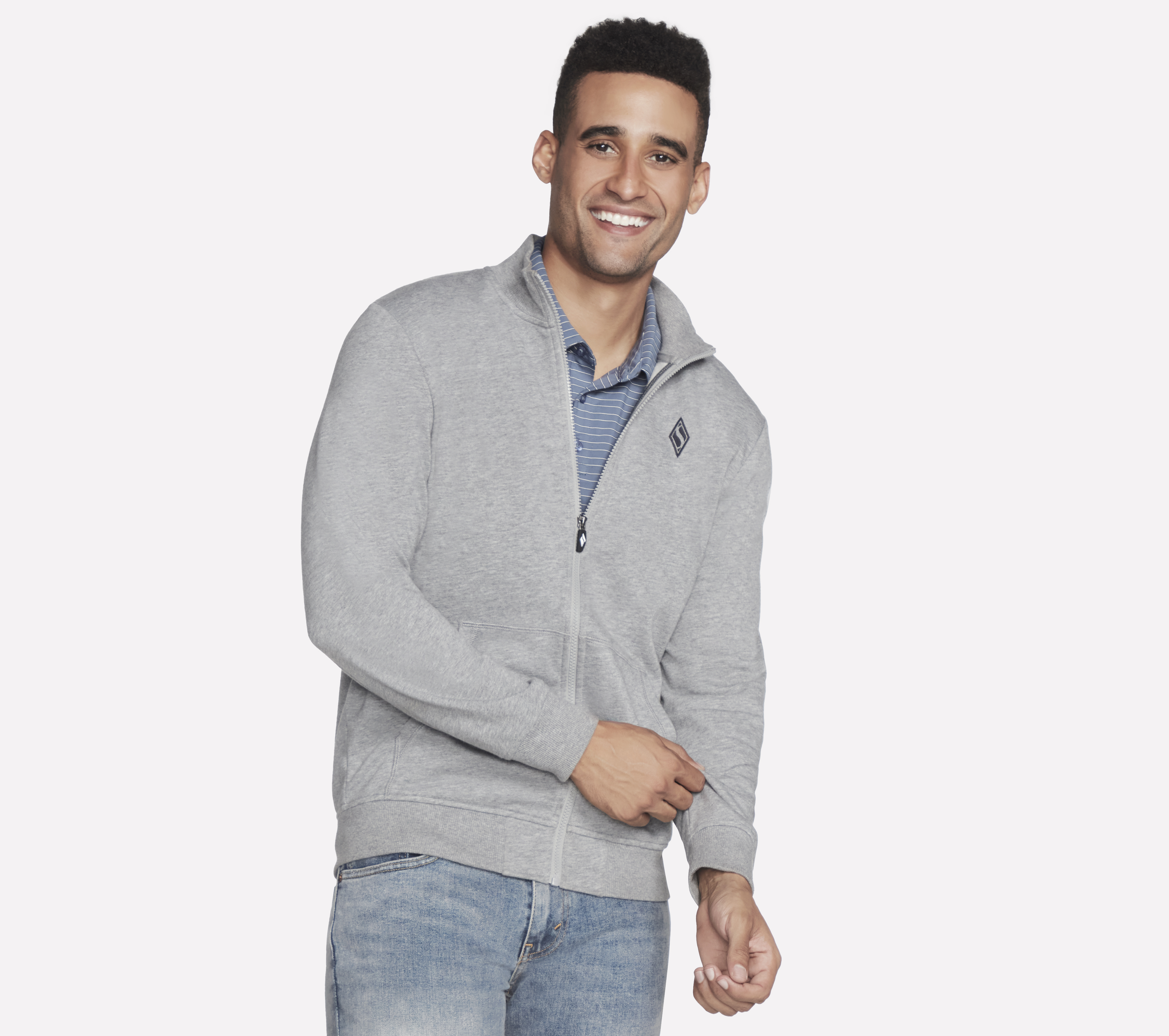 Skechers The Hoodless sudadera GO WALK Everywhere chaqueta en Gris Claro, talla 2XL